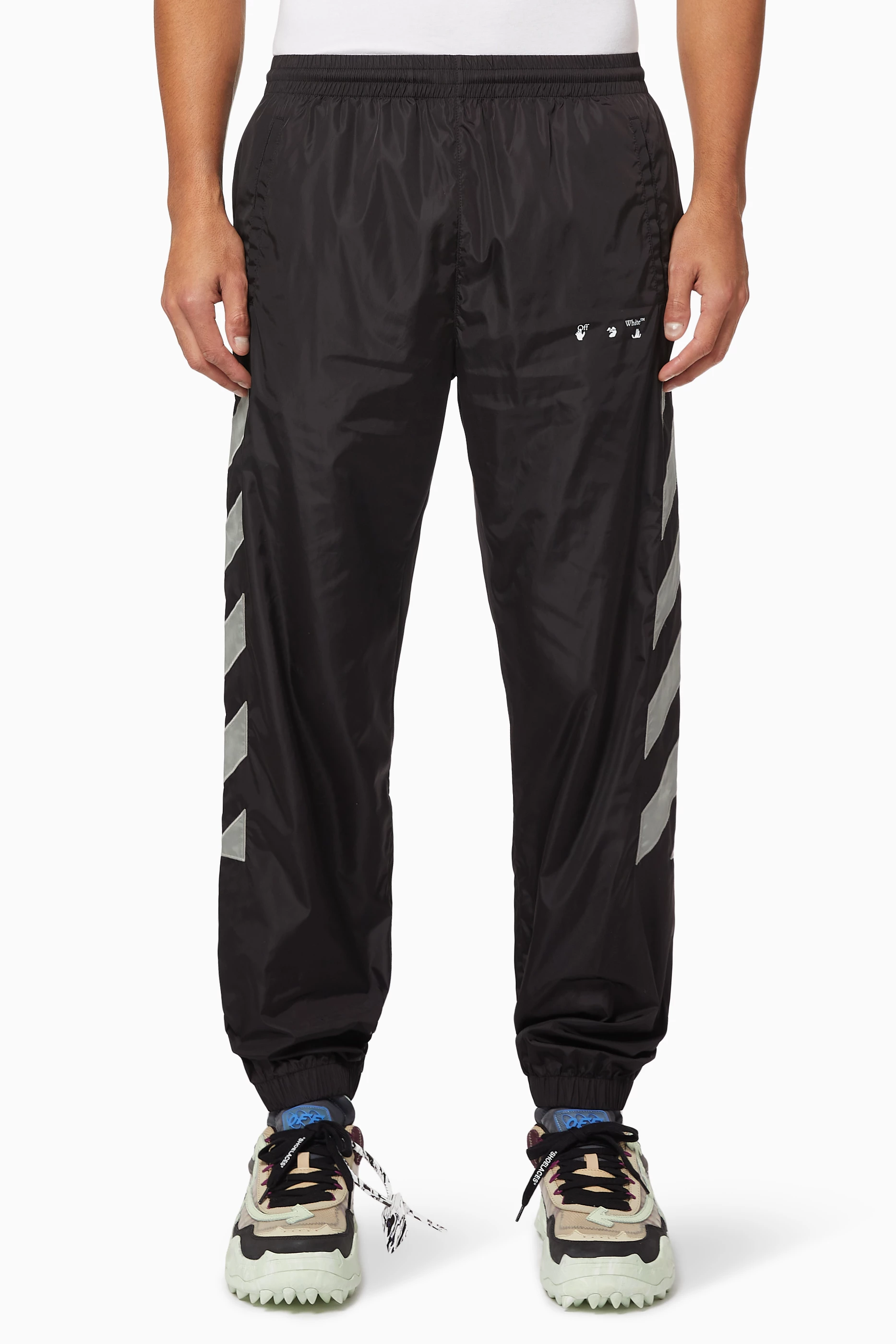 White best sale nylon sweatpants