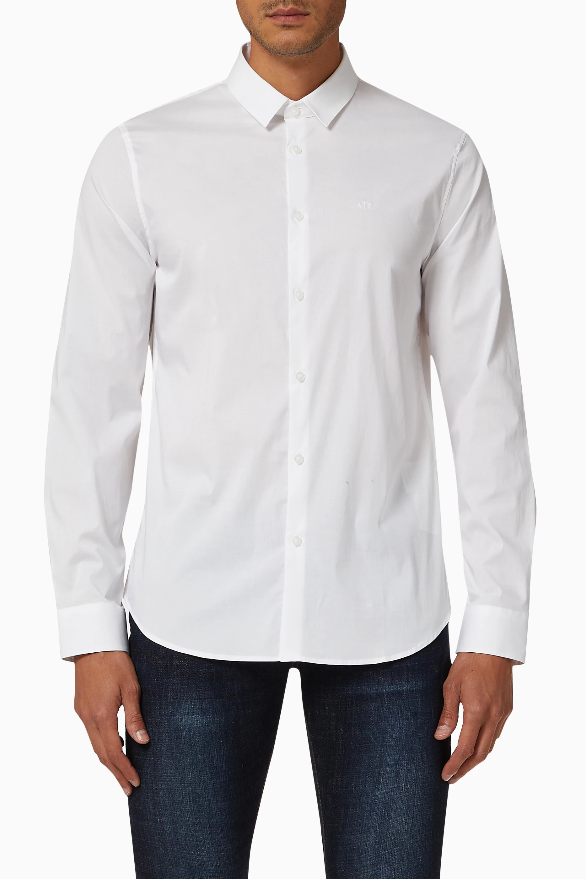 White poplin slim deals fit tunic shirt