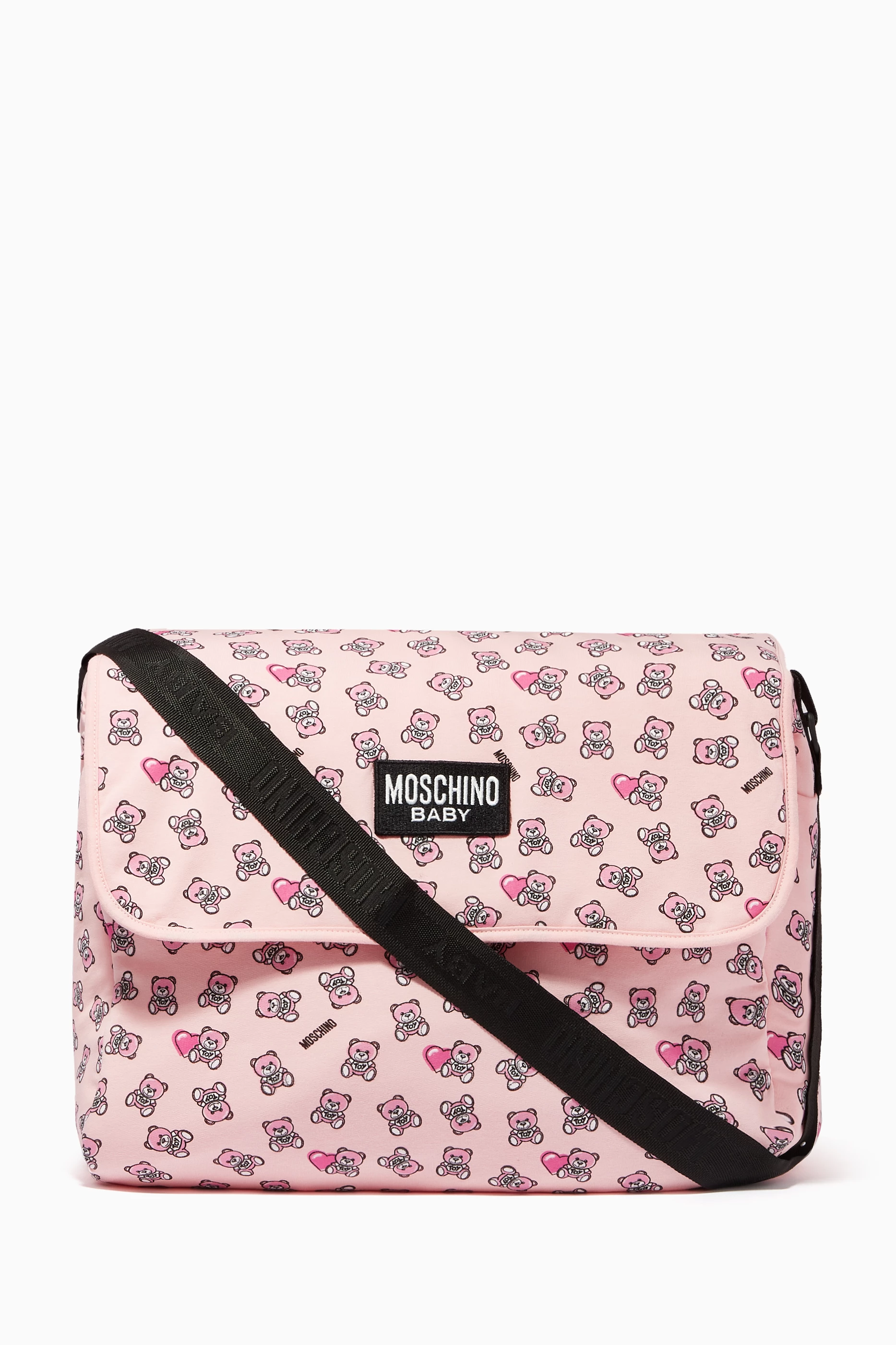Buy Moschino Pink Teddy Bear All Over Mom Diaper Bag for Baby