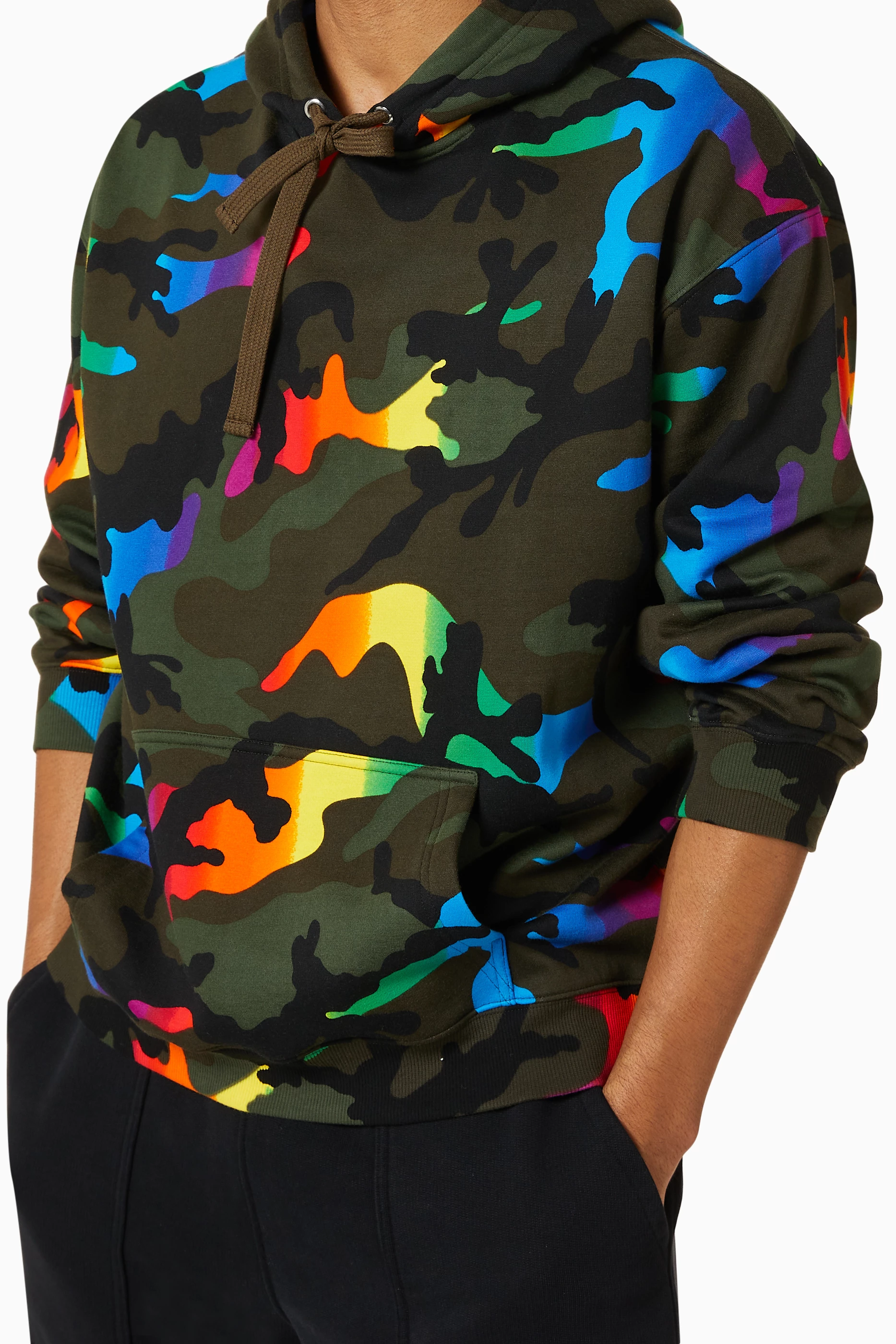 Buy Valentino Garavani Multicolour Camouflage Jersey Hooded