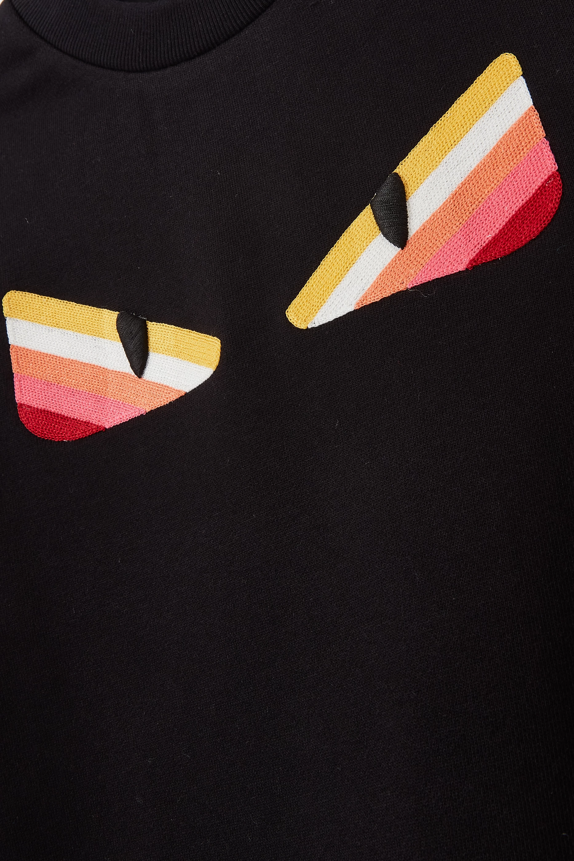 Buy Fendi Black Monster Eyes Dress in Cotton Jersey for Girls in