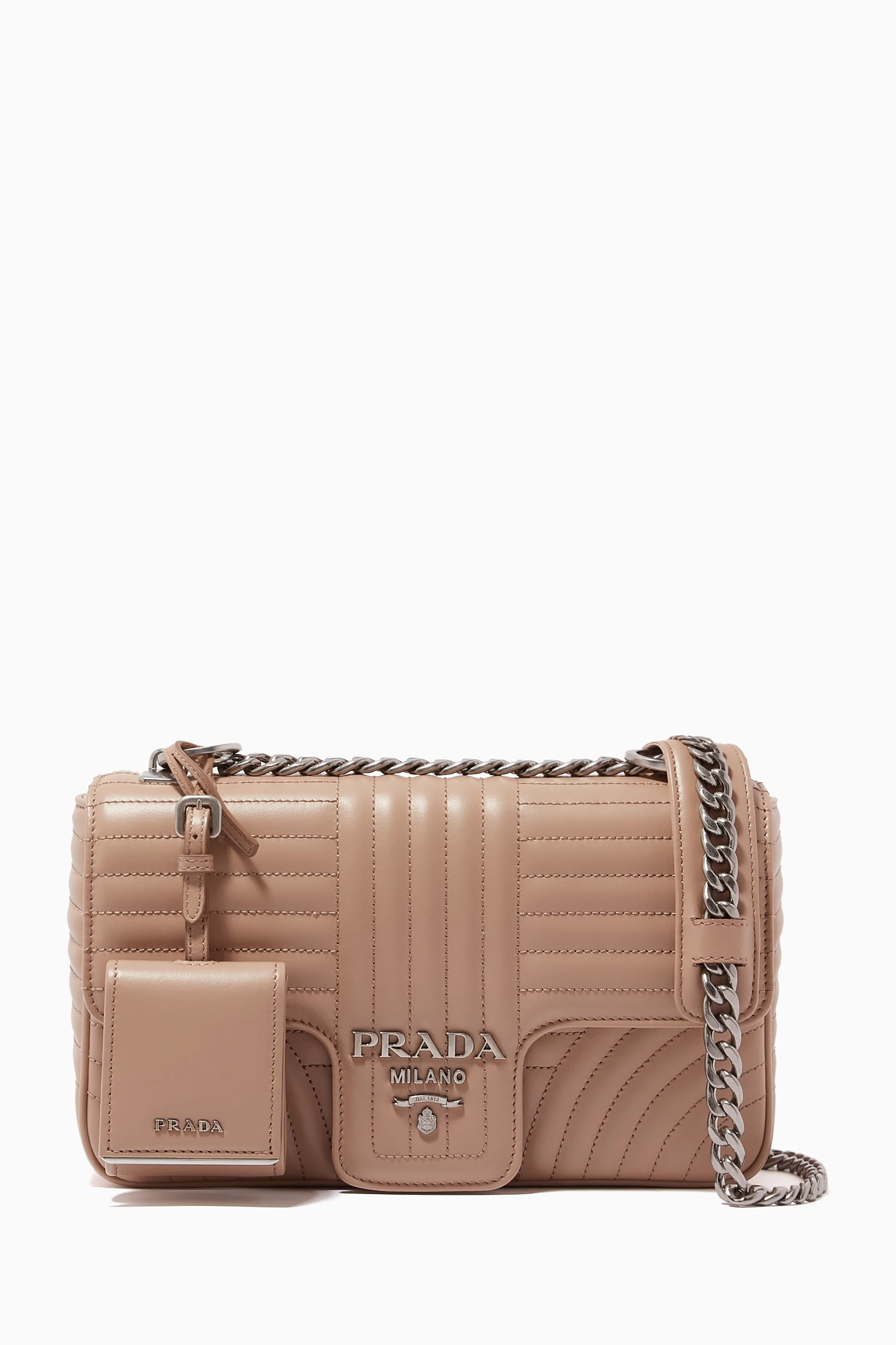 Buy Prada Neutral Diagramme Medium Bag in Leather for Women in UAE Ounass
