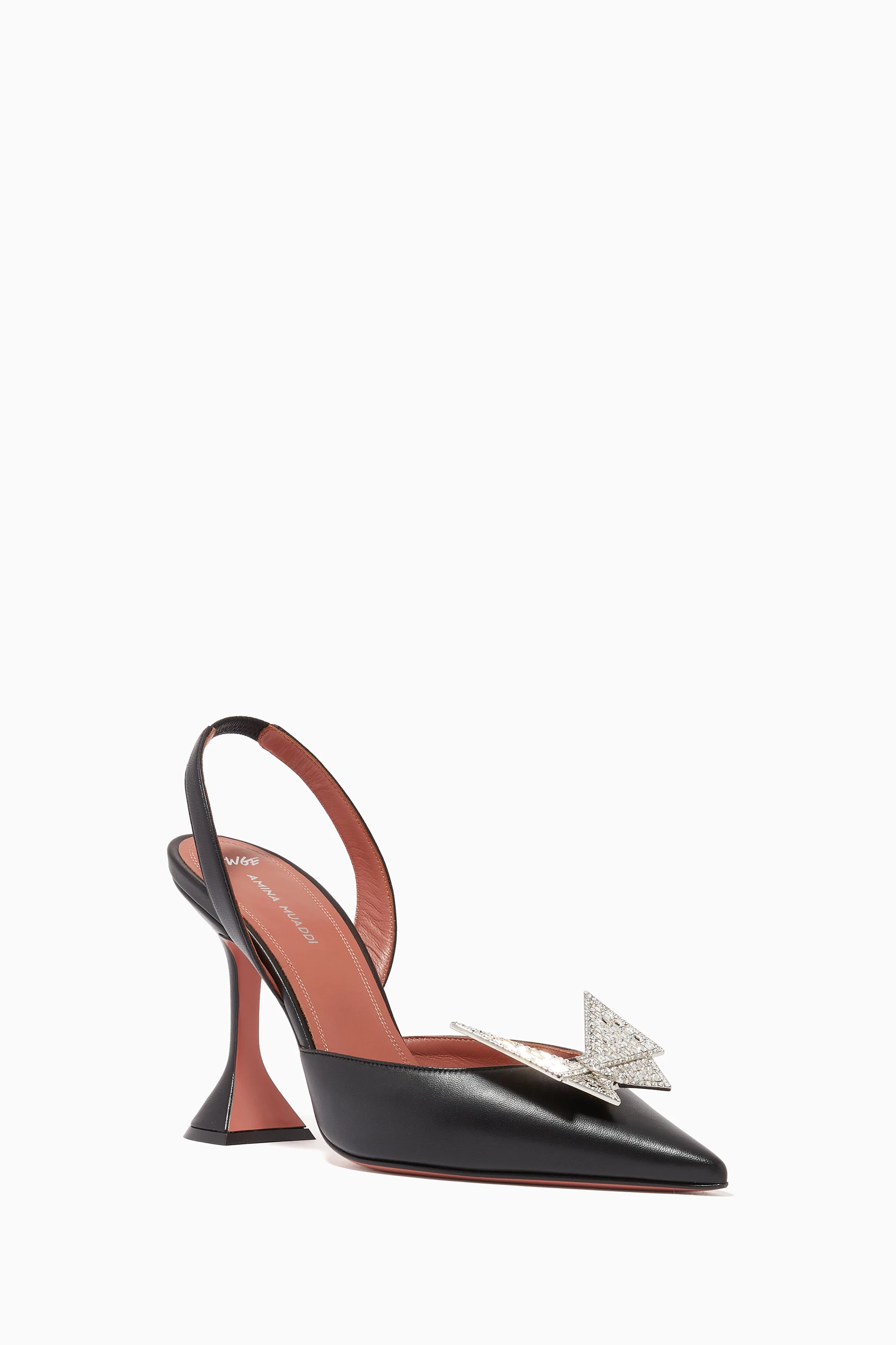 Buy Amina Muaddi Black x AWGE Phoenix Slingback Pumps in Nappa for