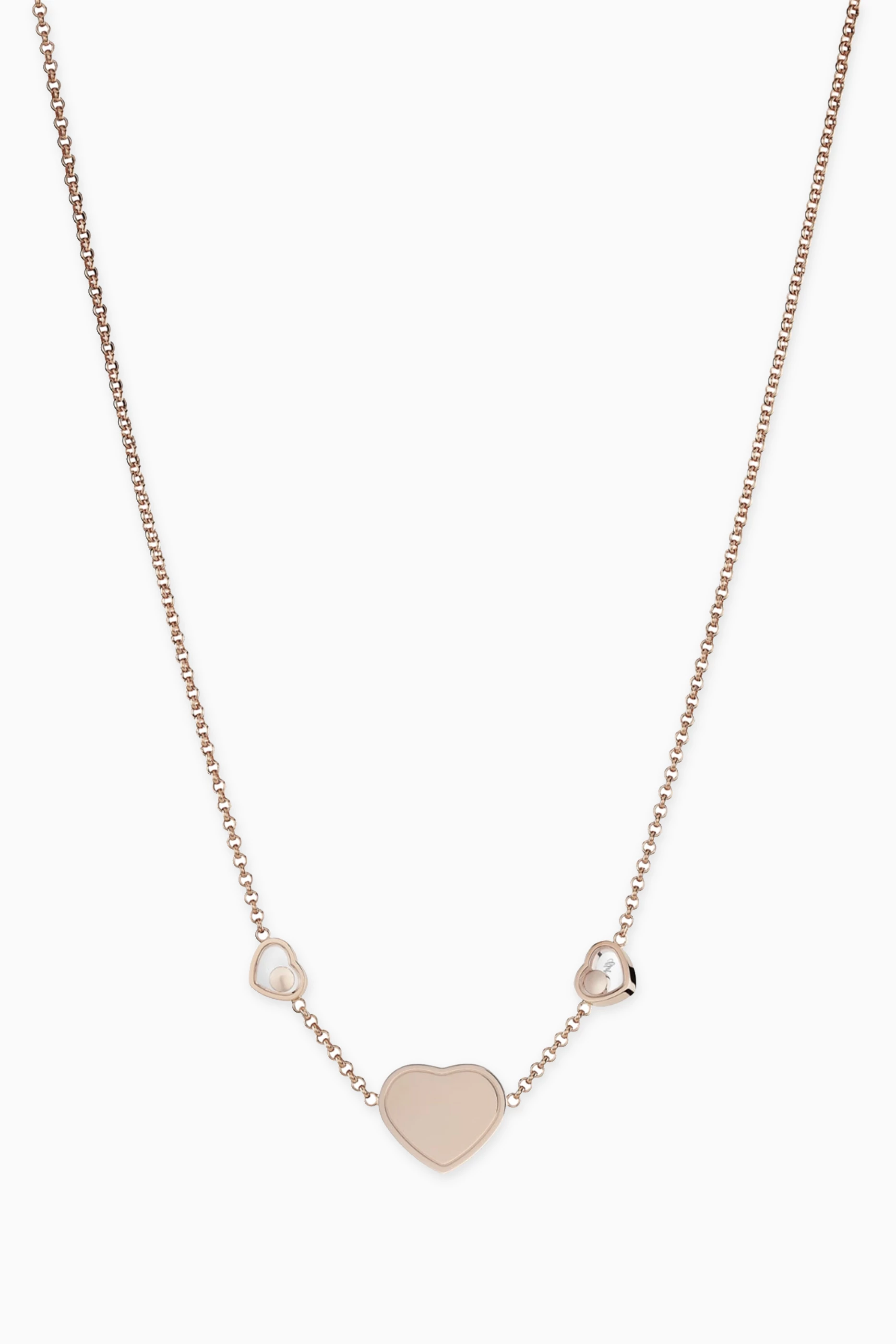 Buy Chopard Rose Gold Happy Hearts Diamond Necklace in 18kt Rose Gold for Women in UAE Ounass