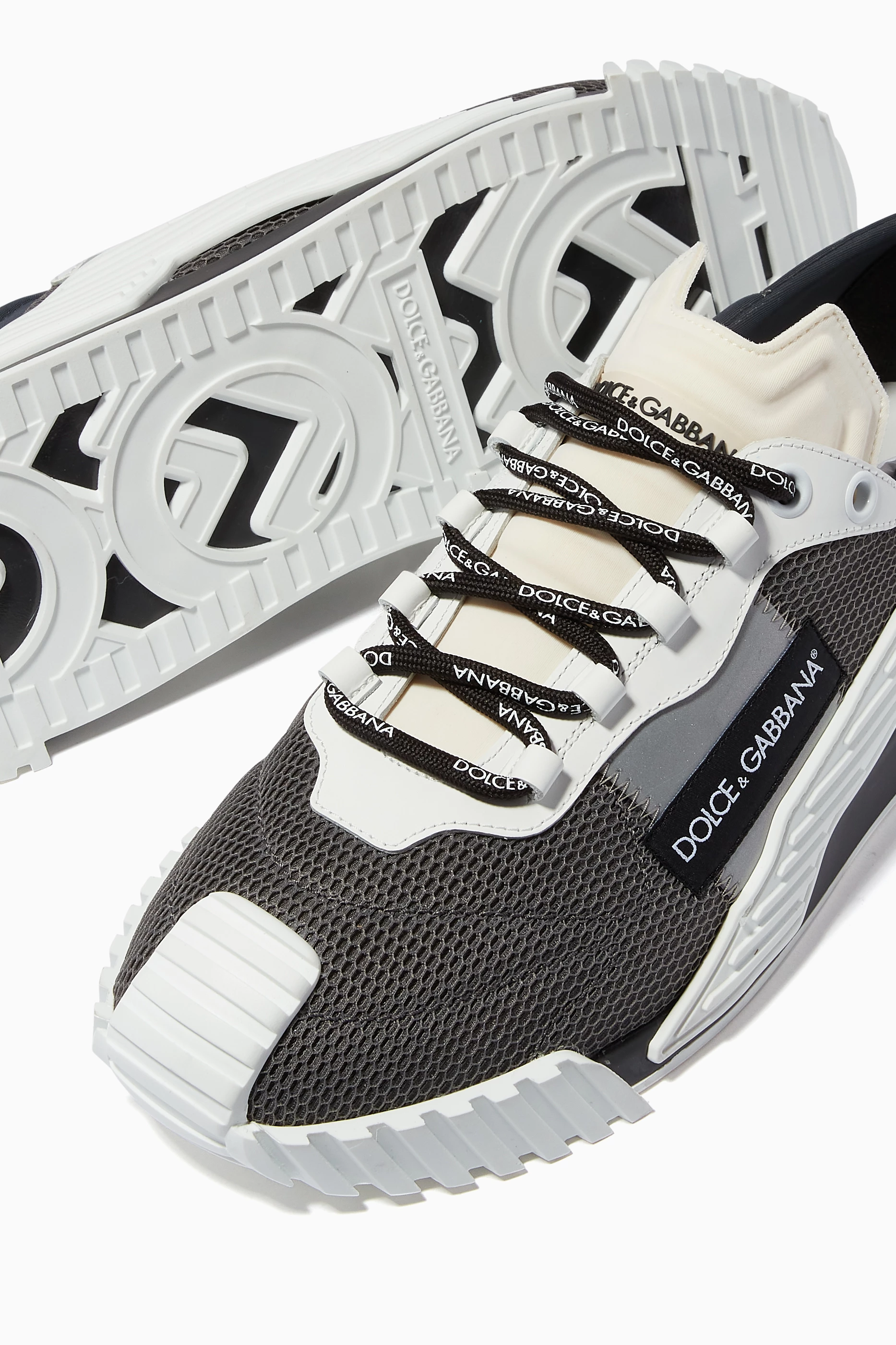 Buy Dolce Gabbana Grey Ns1 Slip on Sneakers in Mesh and Calfskin
