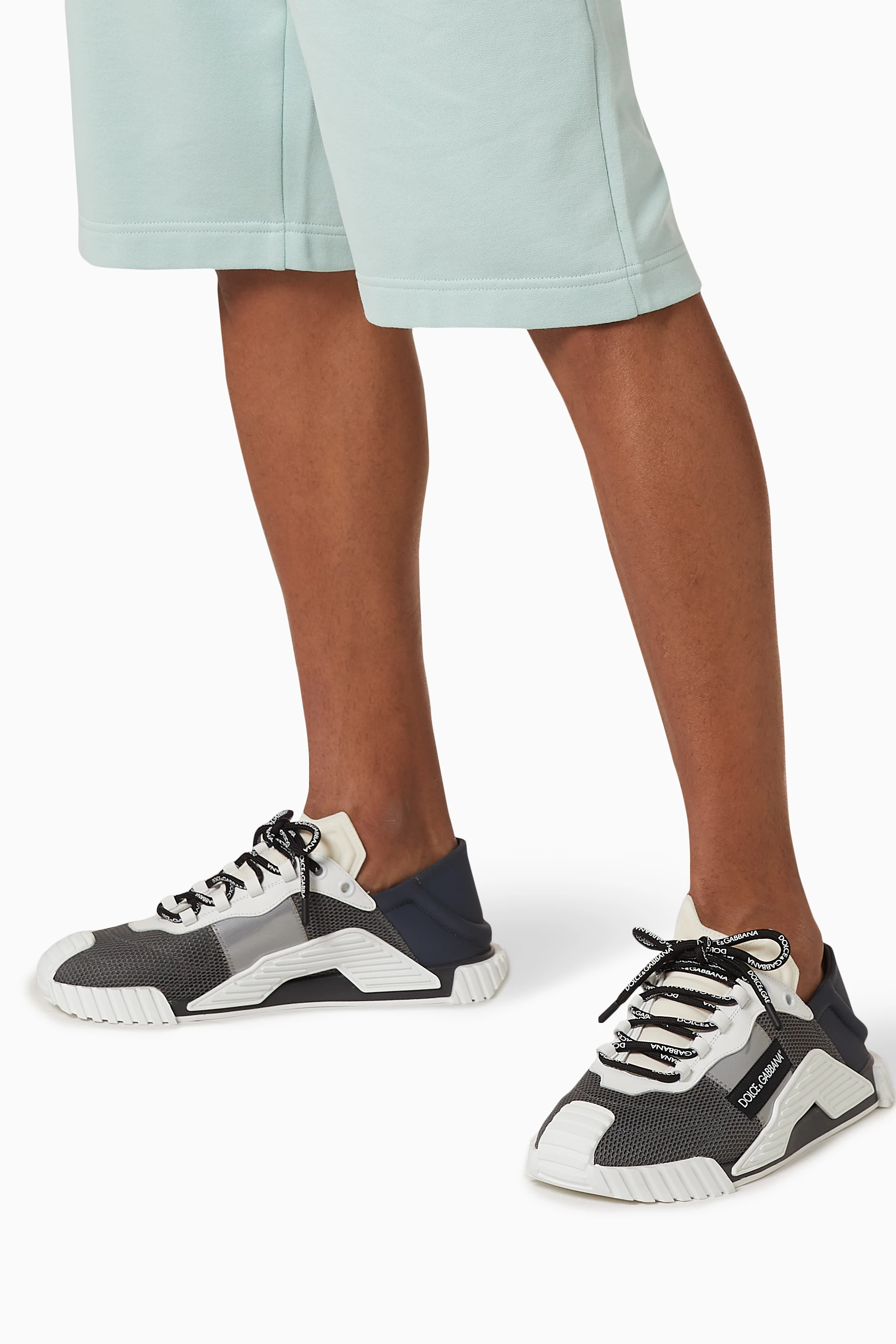 Buy Dolce Gabbana Grey Ns1 Slip on Sneakers in Mesh and Calfskin