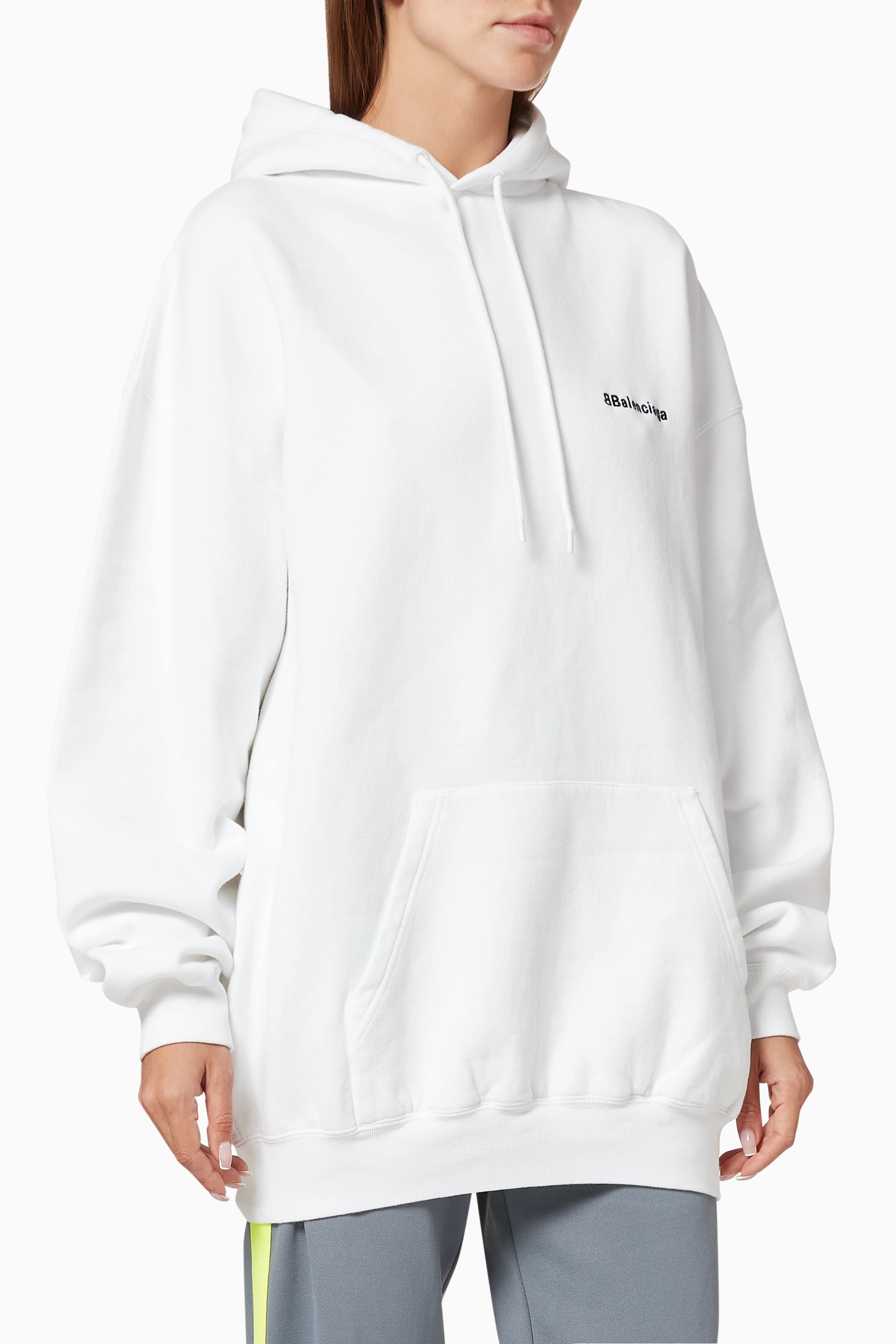 Buy Balenciaga White BB Logo Medium Fit Hoodie in Curly Fleece for