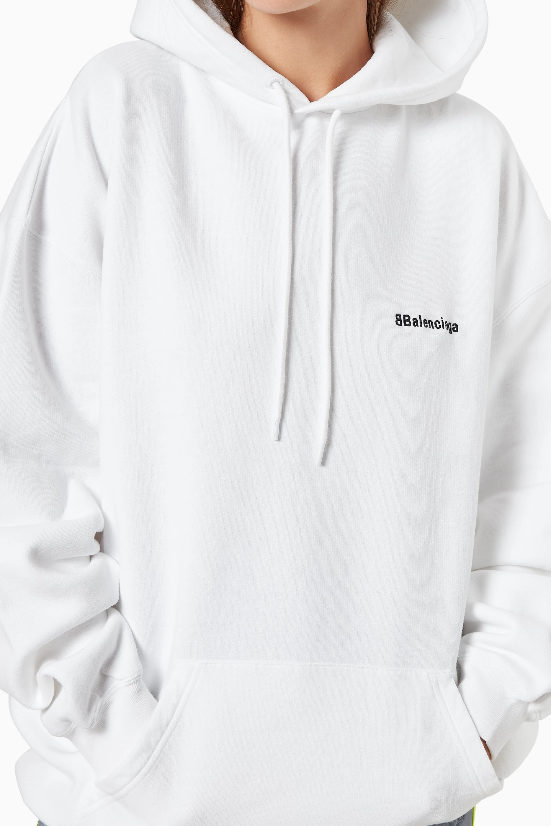 Buy Balenciaga White BB Logo Medium Fit Hoodie in Curly Fleece for Women in UAE Ounass