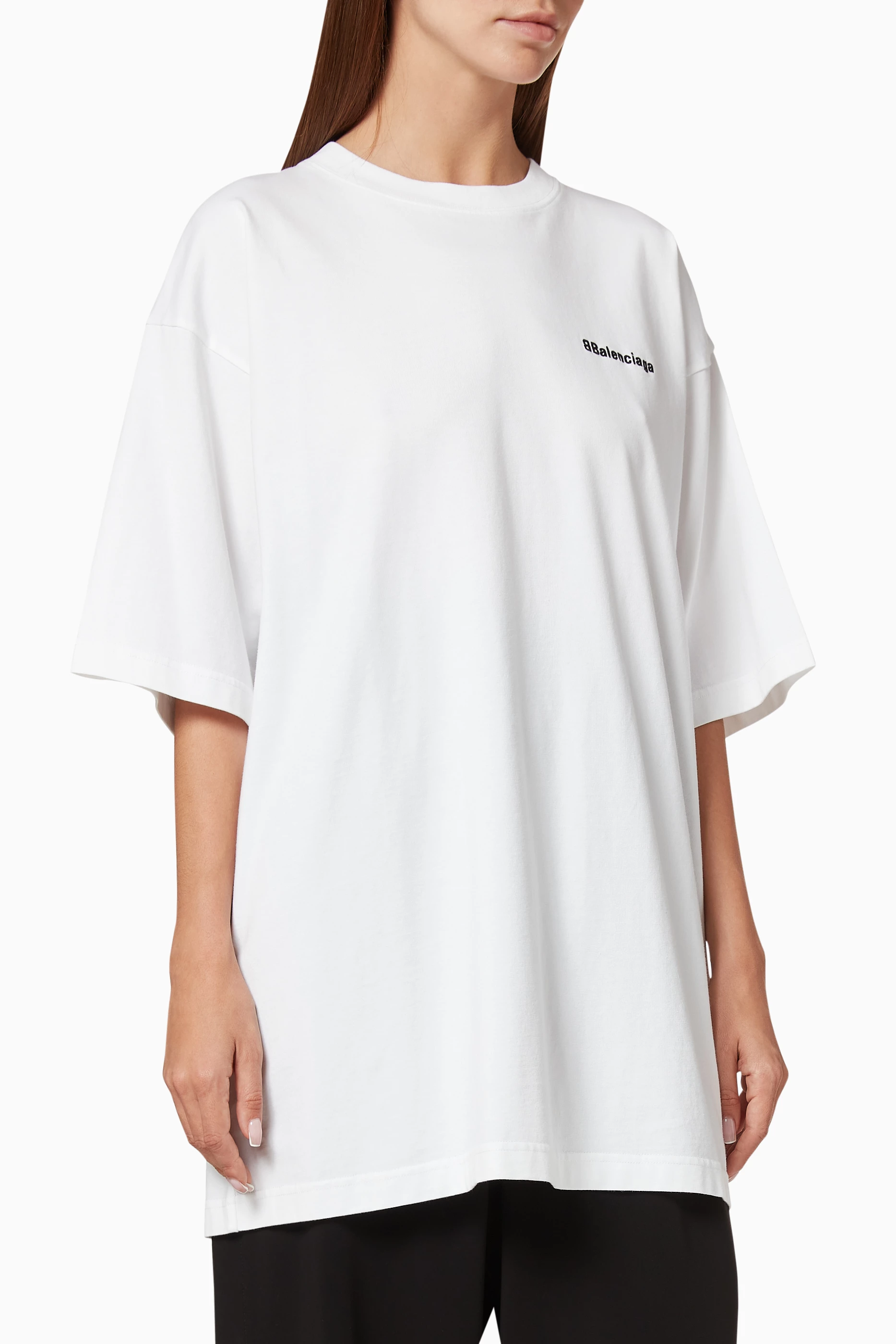 Buy Balenciaga White BB Logo Large Fit T Shirt in Cotton Jersey