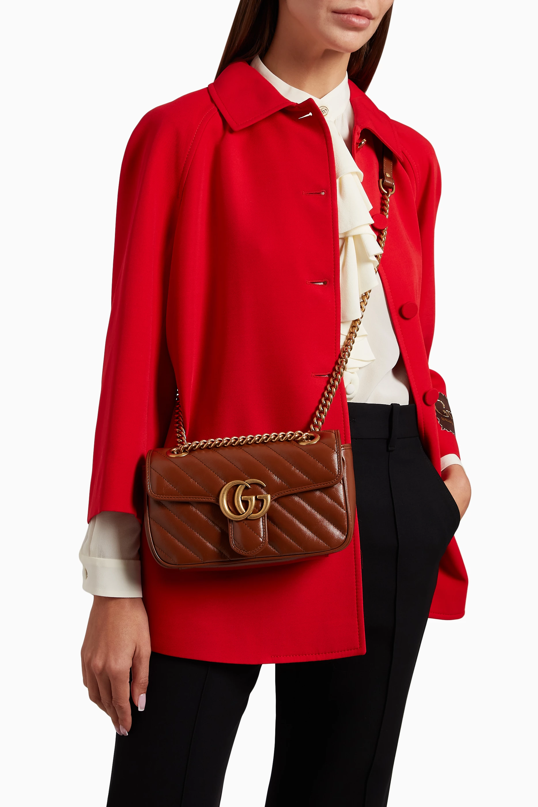 Buy Gucci Brown Mini GG Marmont in Matelass Leather for Women in