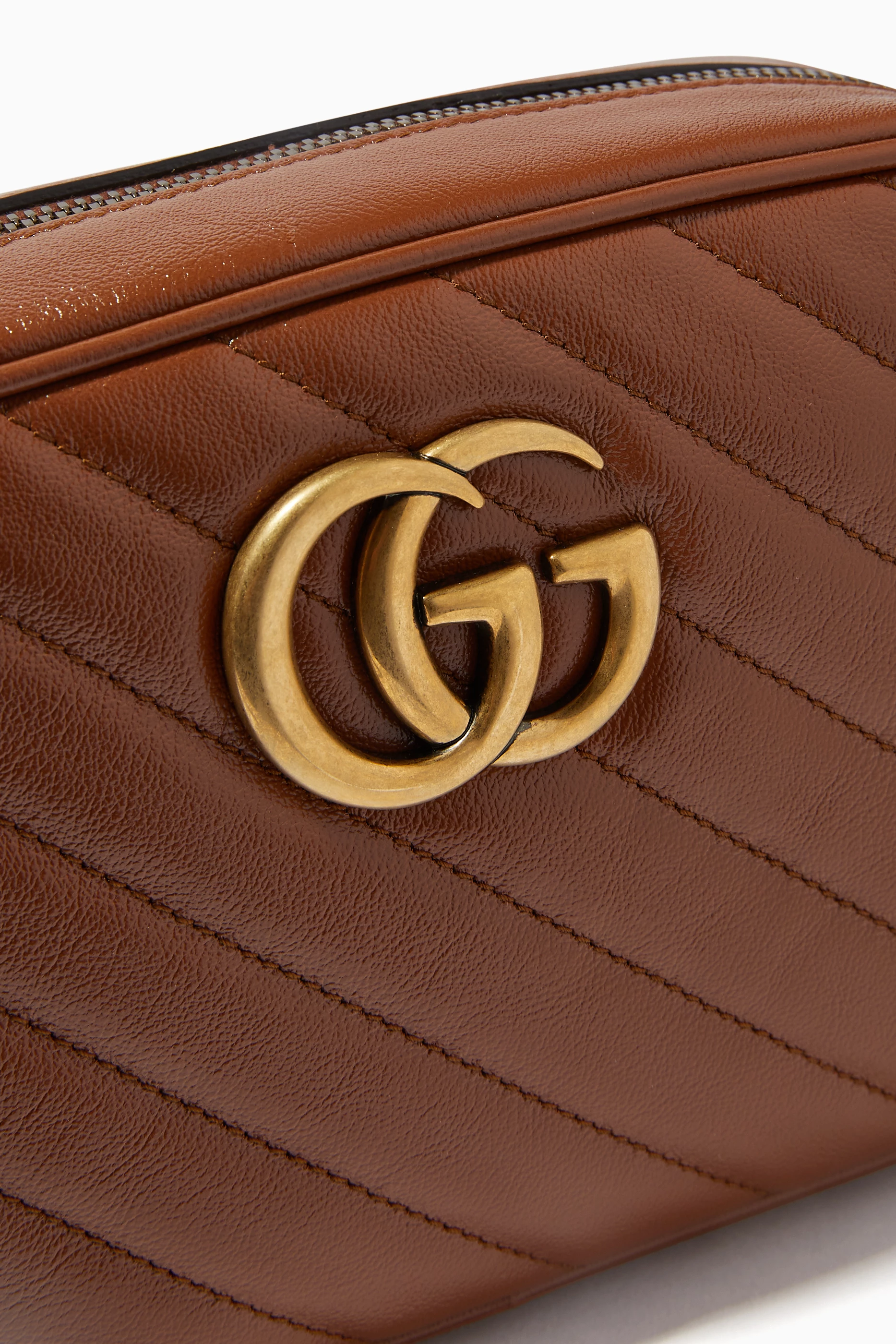 gg marmont small matelassé shoulder bag brown