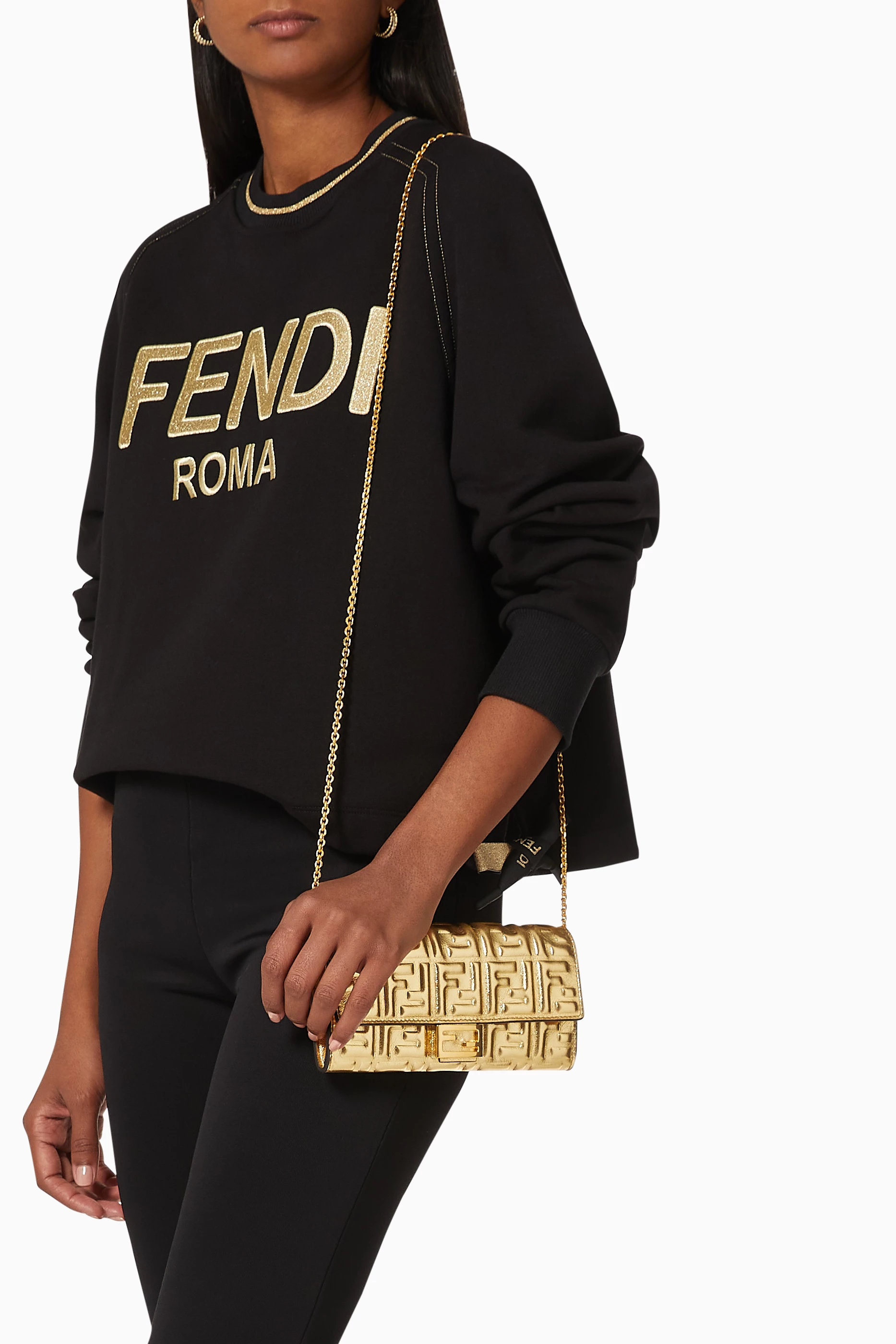 Fendi continental wallet with chain outlet