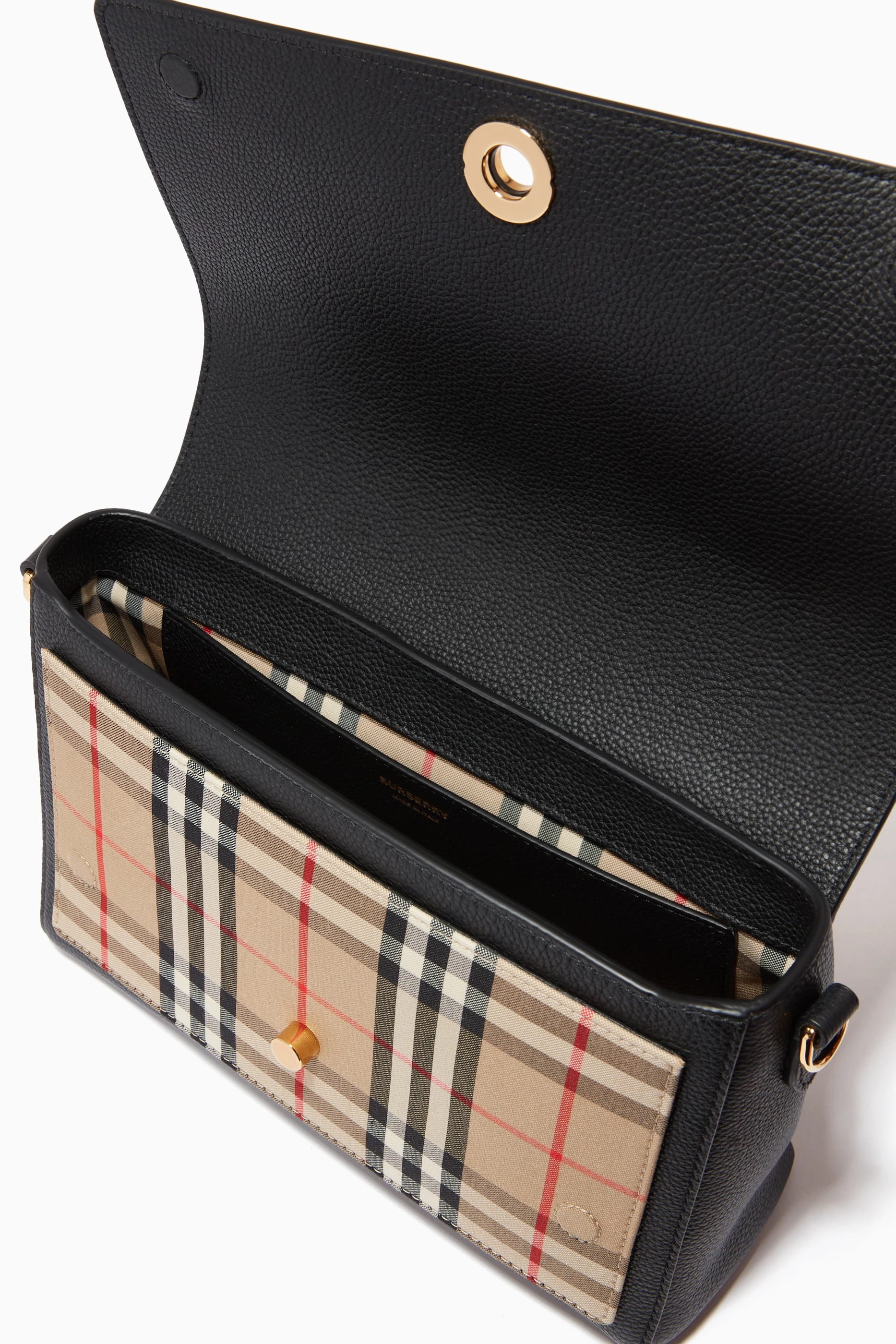 Vintage check and leather crossbody best sale bag