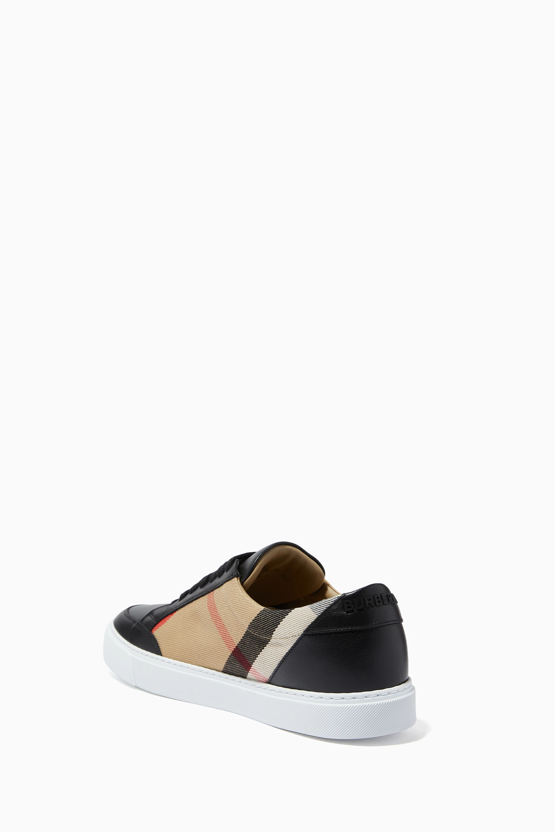 House check and leather online sneakers burberry