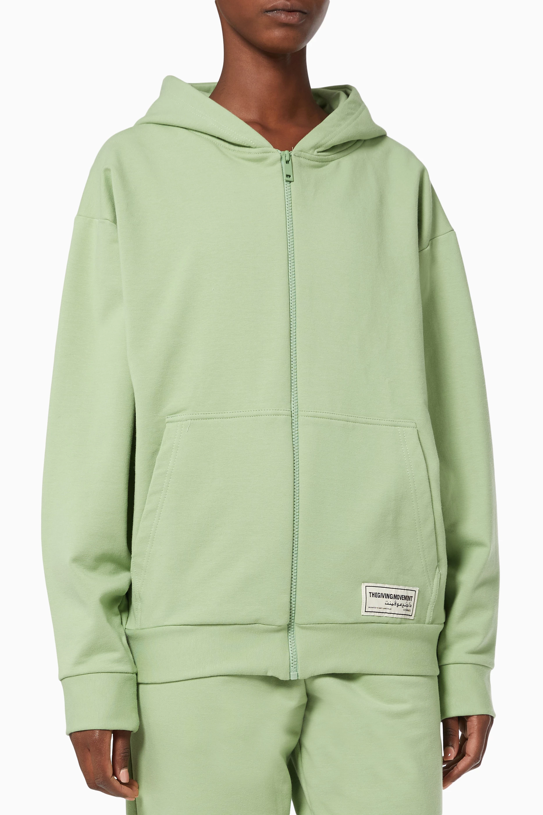 Green hot sale zip hoodie