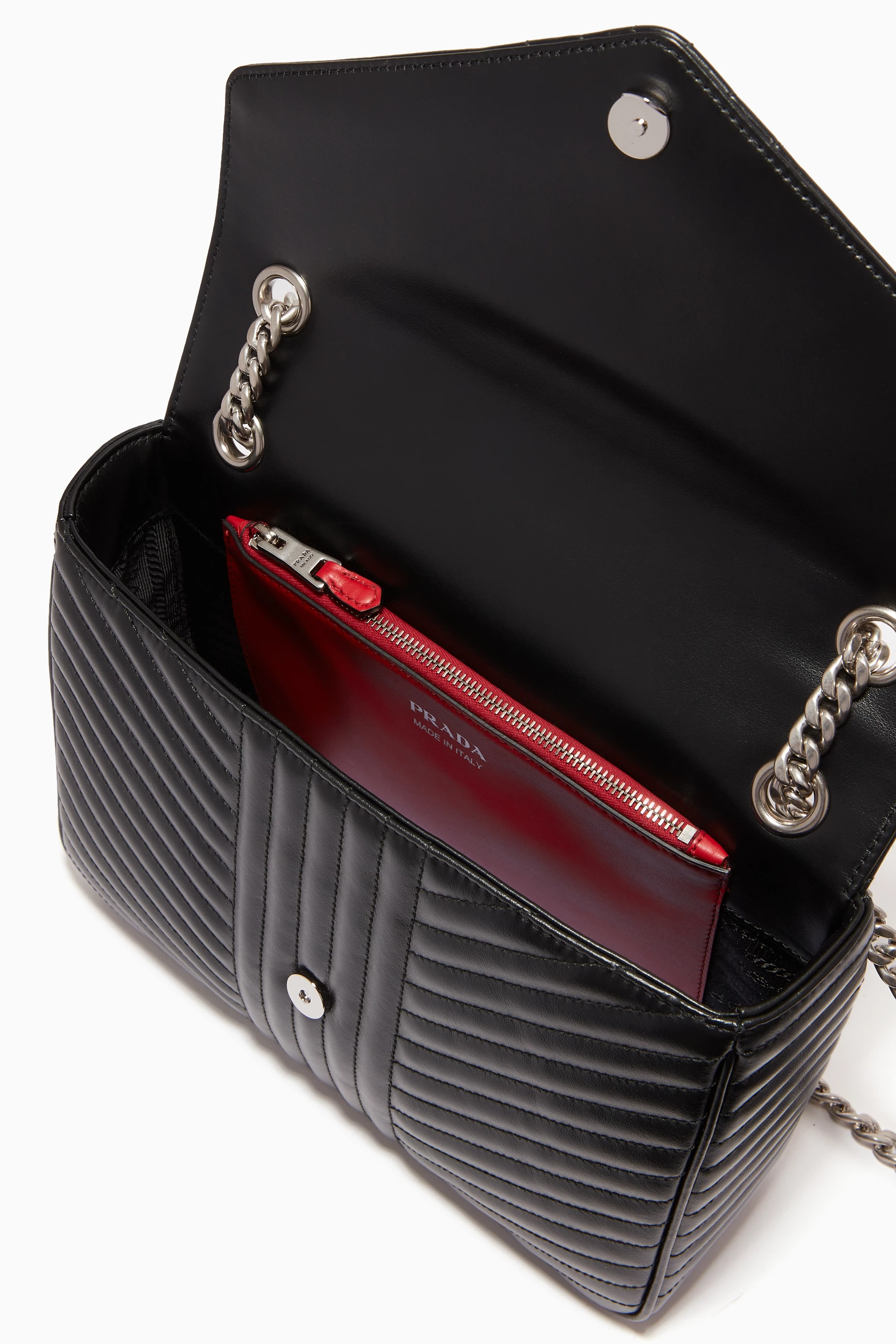 Buy Prada Black Prada Diagramme Shoulder Bag in Leather for Women
