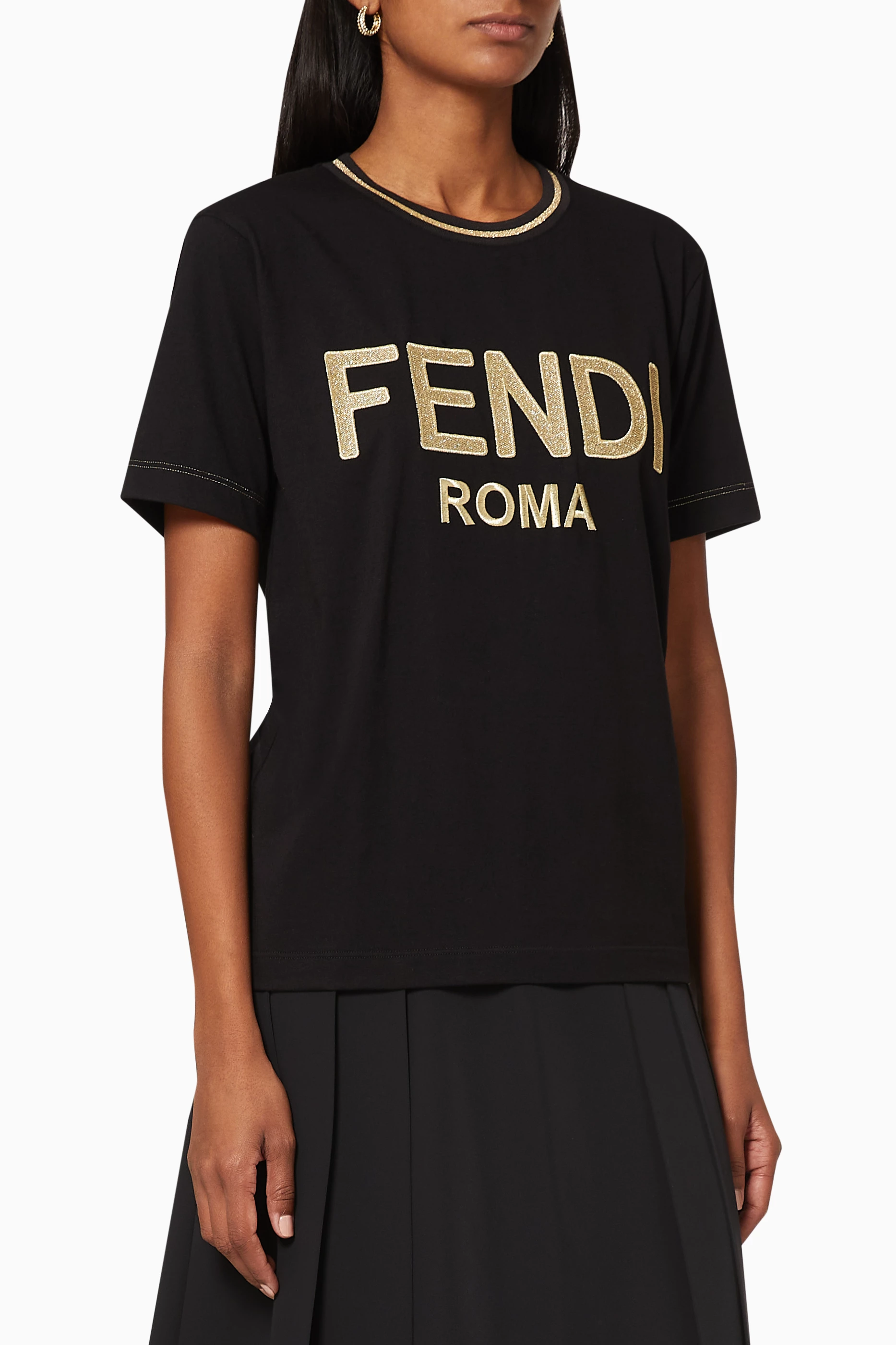 Buy Fendi Black FENDI ROMA Jersey T Shirt for Women in UAE