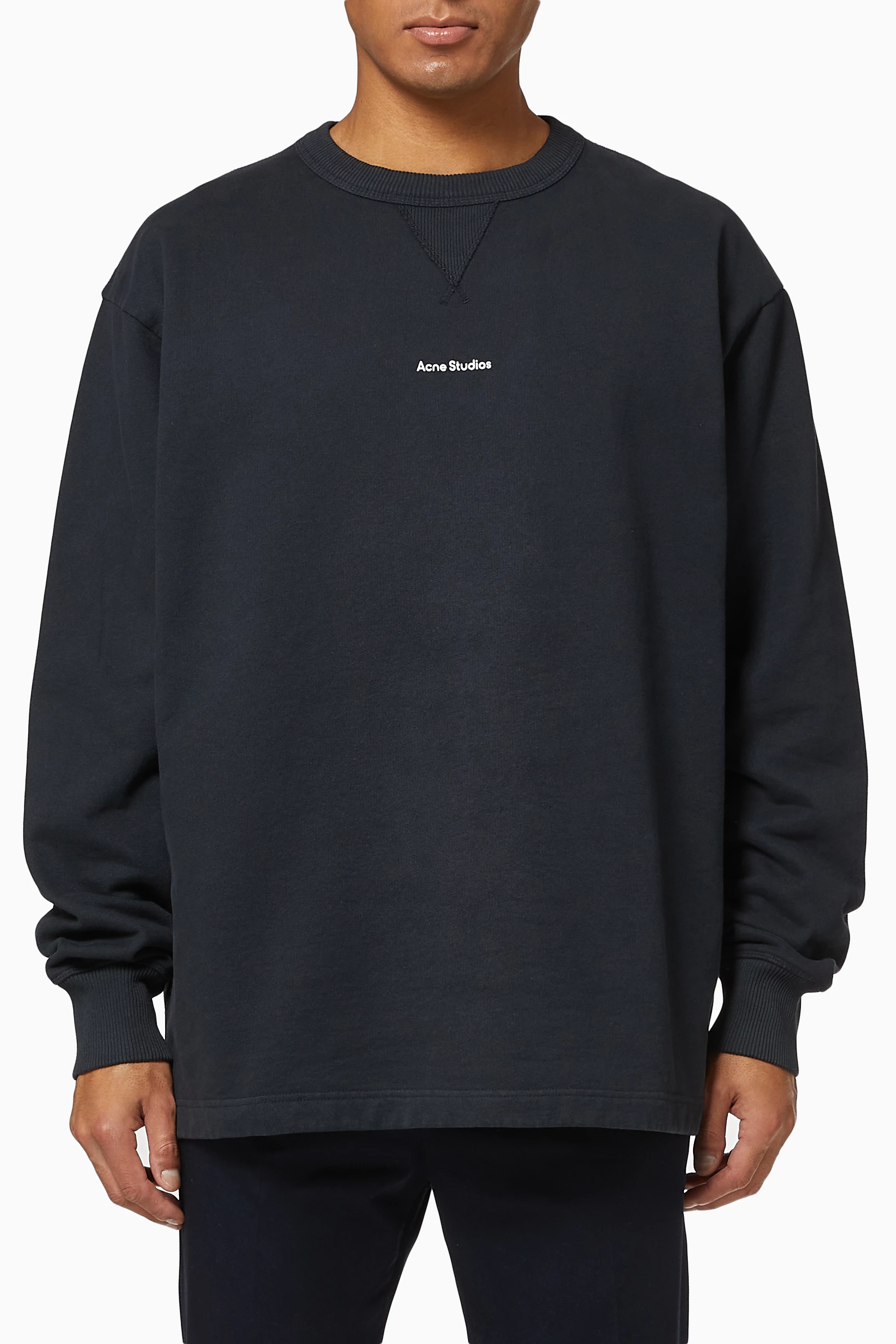 Buy Acne Studios Black Logo Cotton Sweatshirt for Men in UAE Ounass