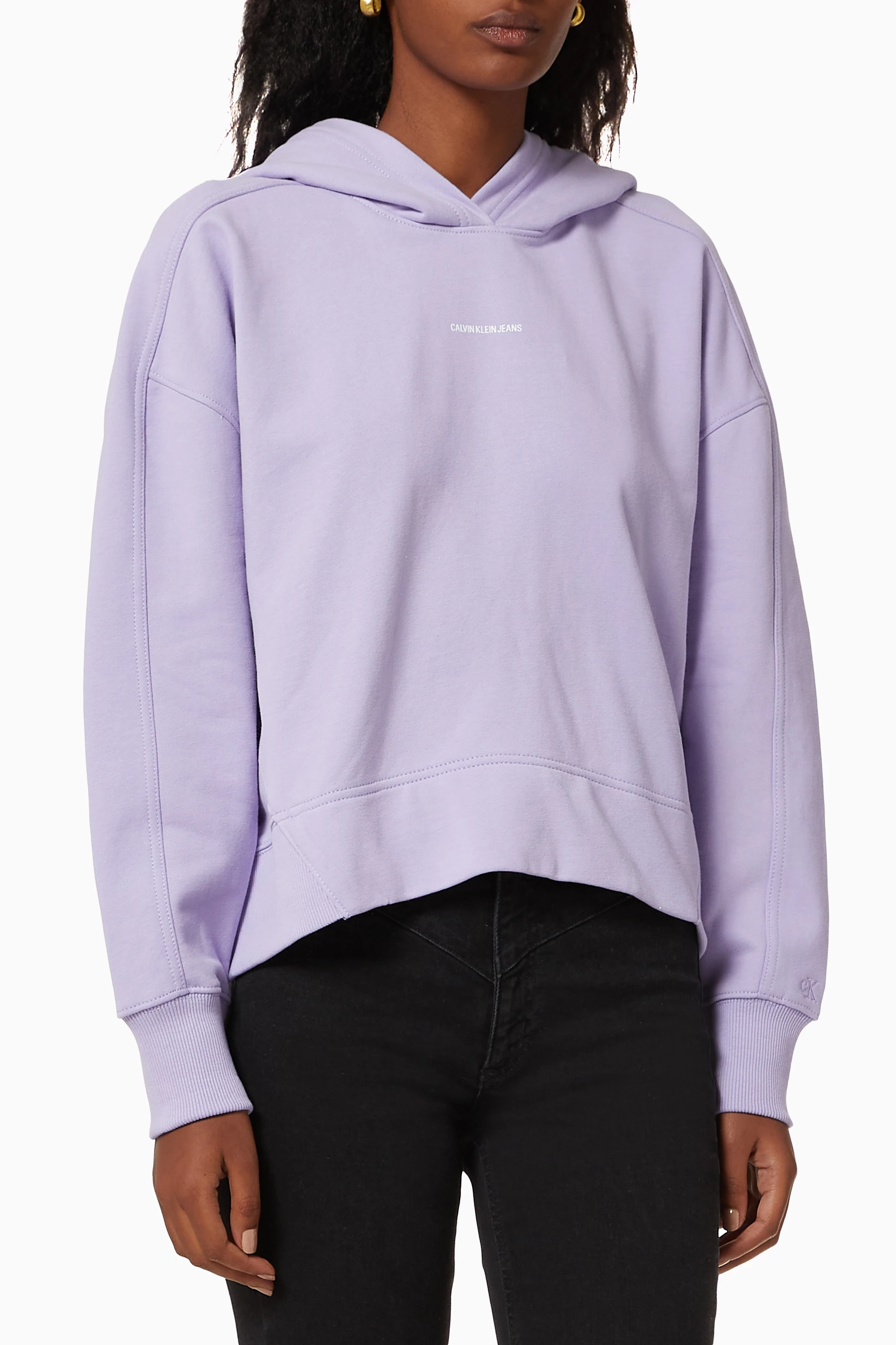 Buy Calvin Klein Jeans Purple Micro Logo Oversized Hoodie in