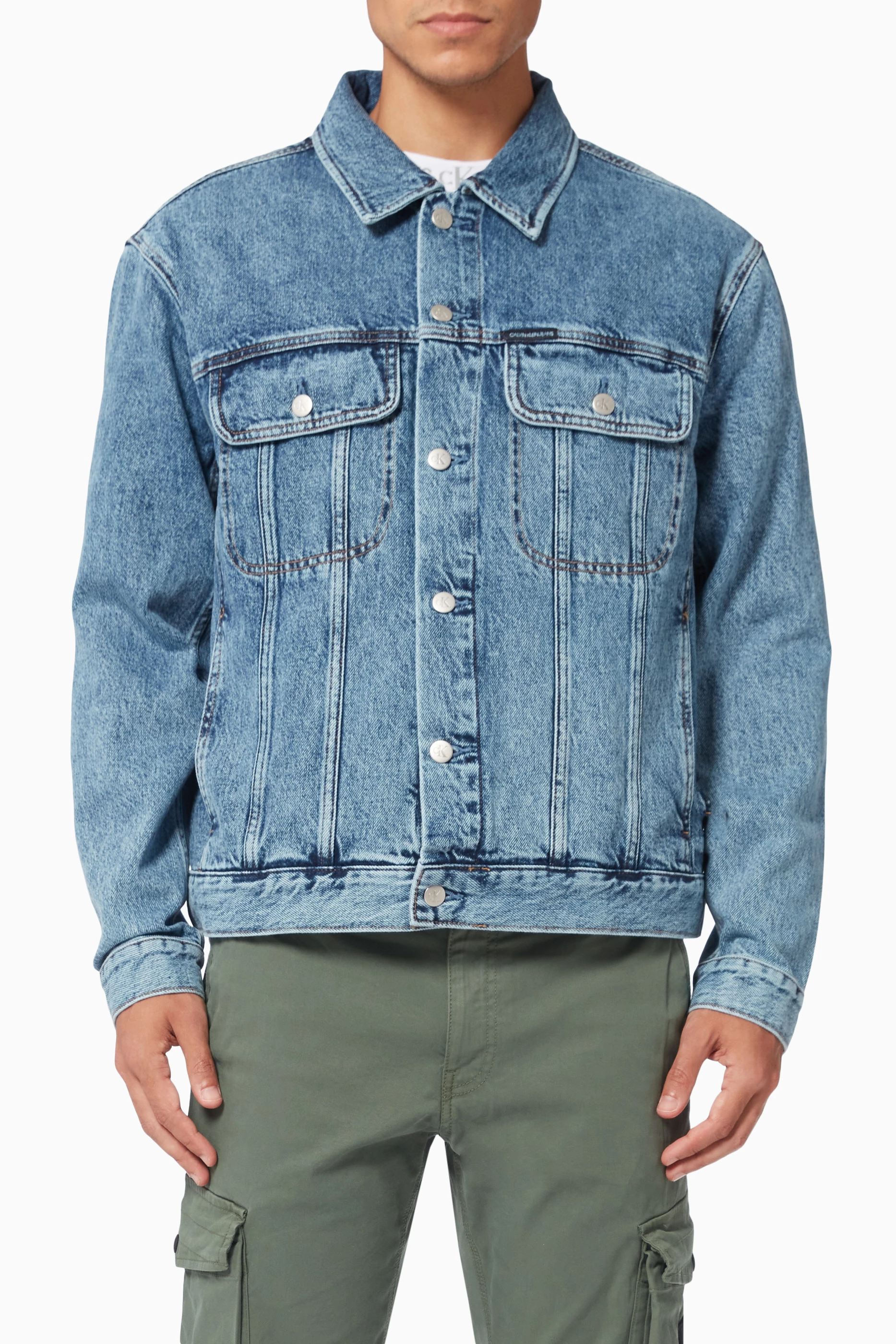 Calvin klein patch denim jacket sales