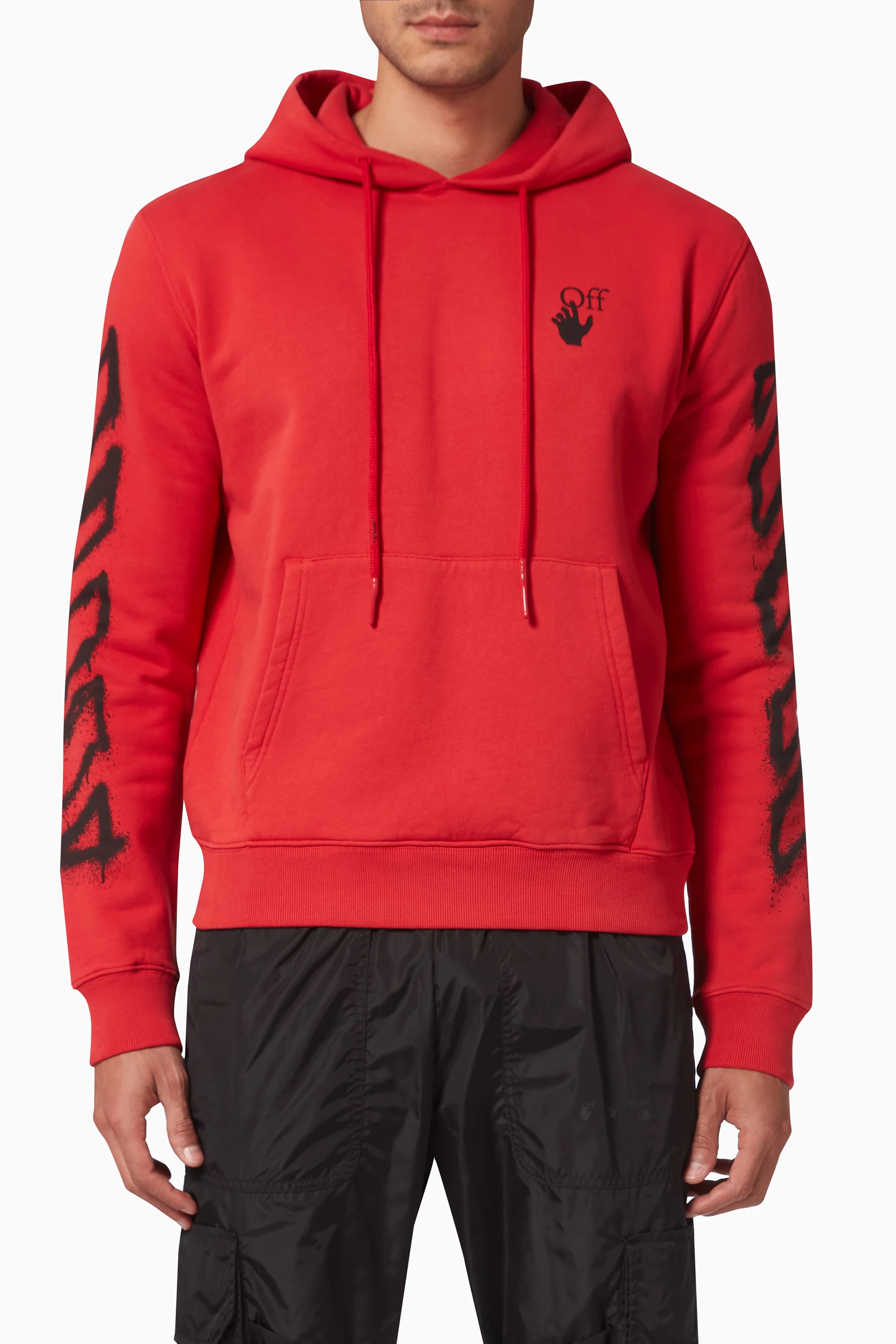Red off shop white hoodie