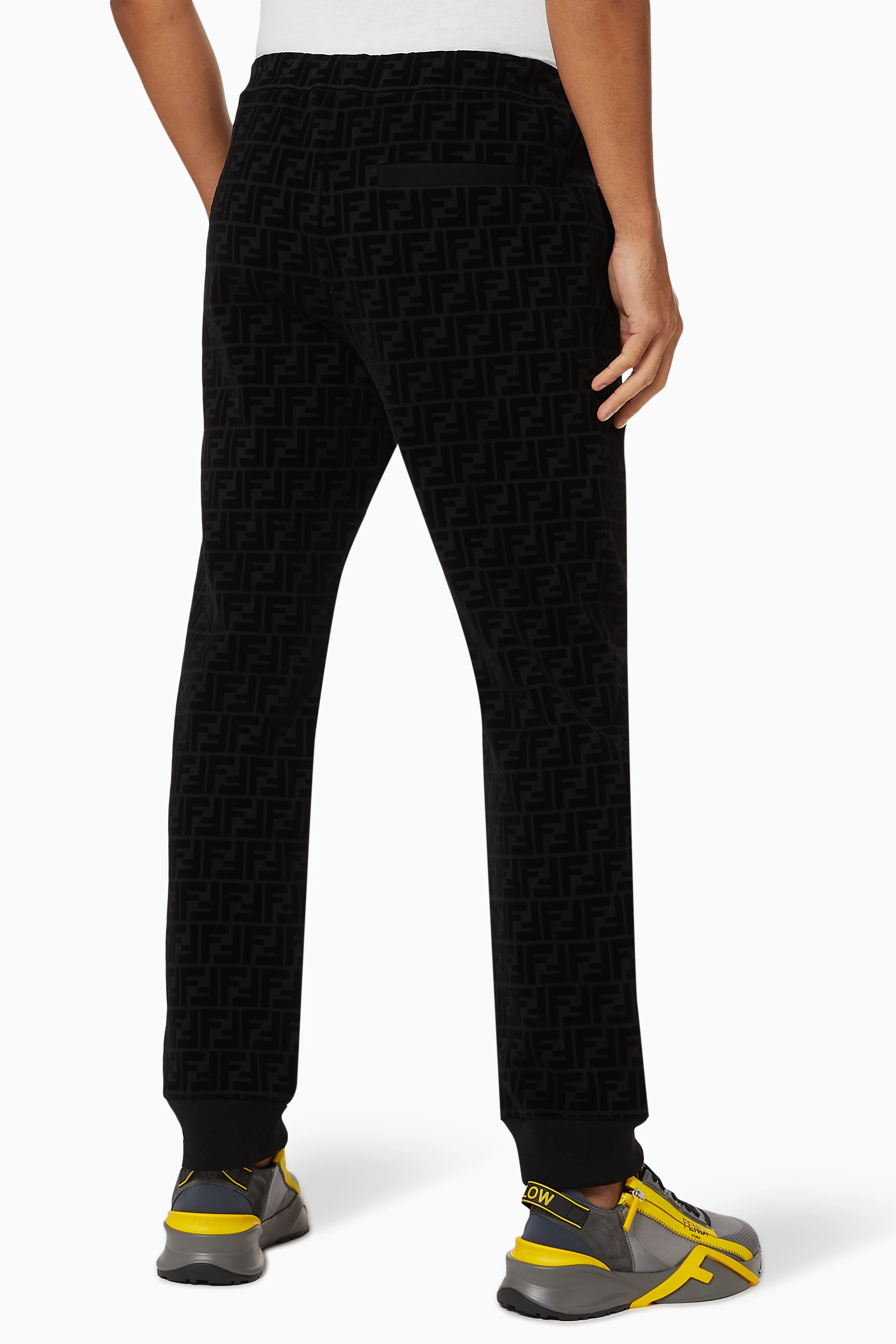 Buy Fendi Black FF Print Jogging Pants in Cotton Piqu for Men in UAE Ounass