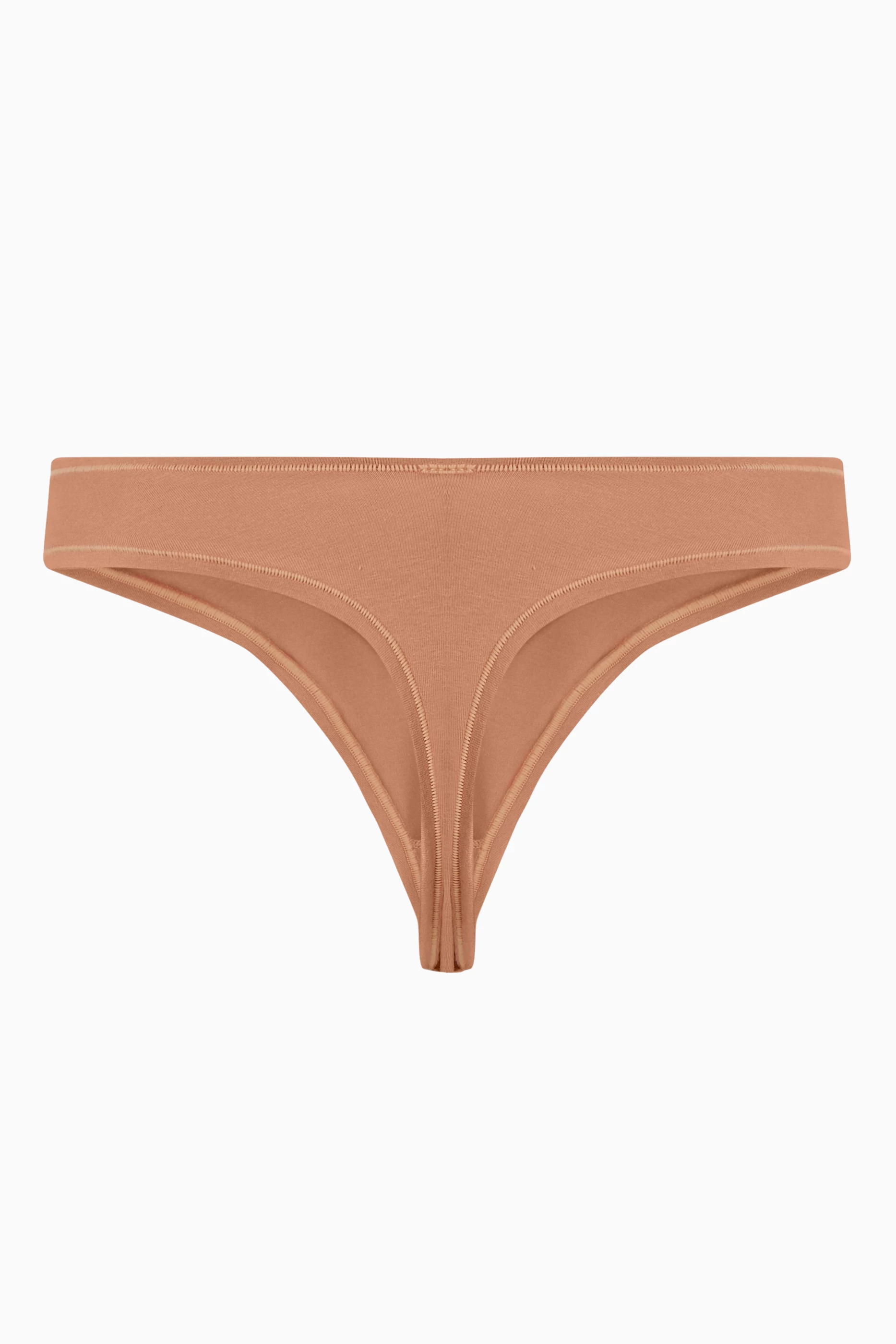 Buy SKIMS Neutral Cotton Jersey Dipped Thong for Women in UAE