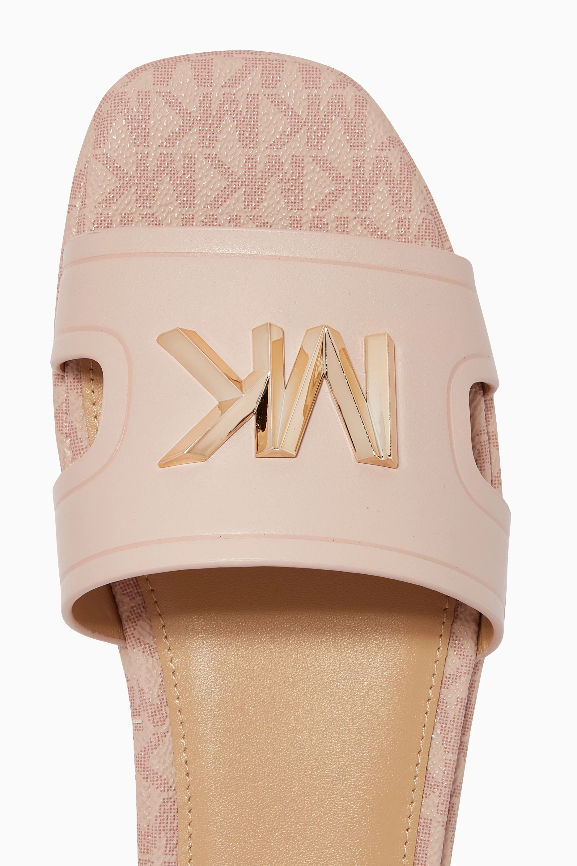 Buy Michael Kors Pink Kippy Slide Sandals in Leather for Women in