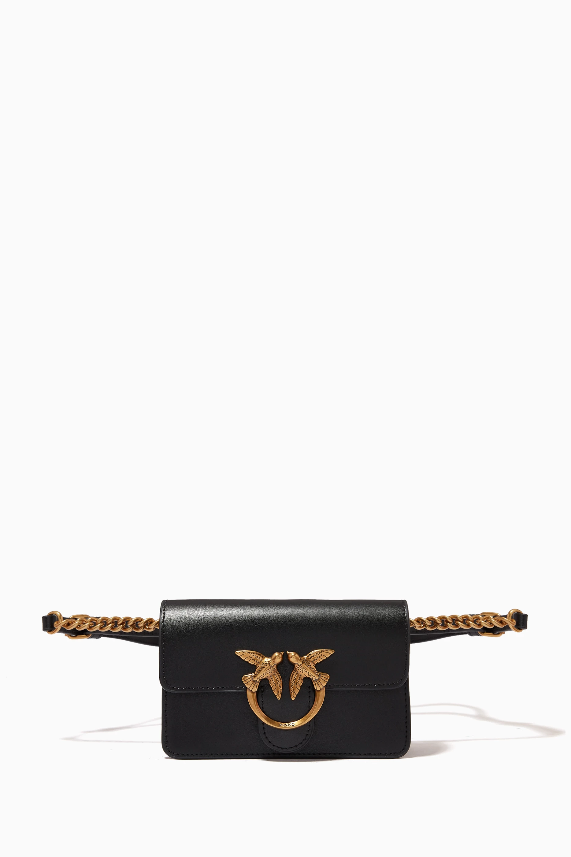 Buy PINKO Black Baby Love Icon Simply Belt Bag in Leather for Women in UAE Ounass