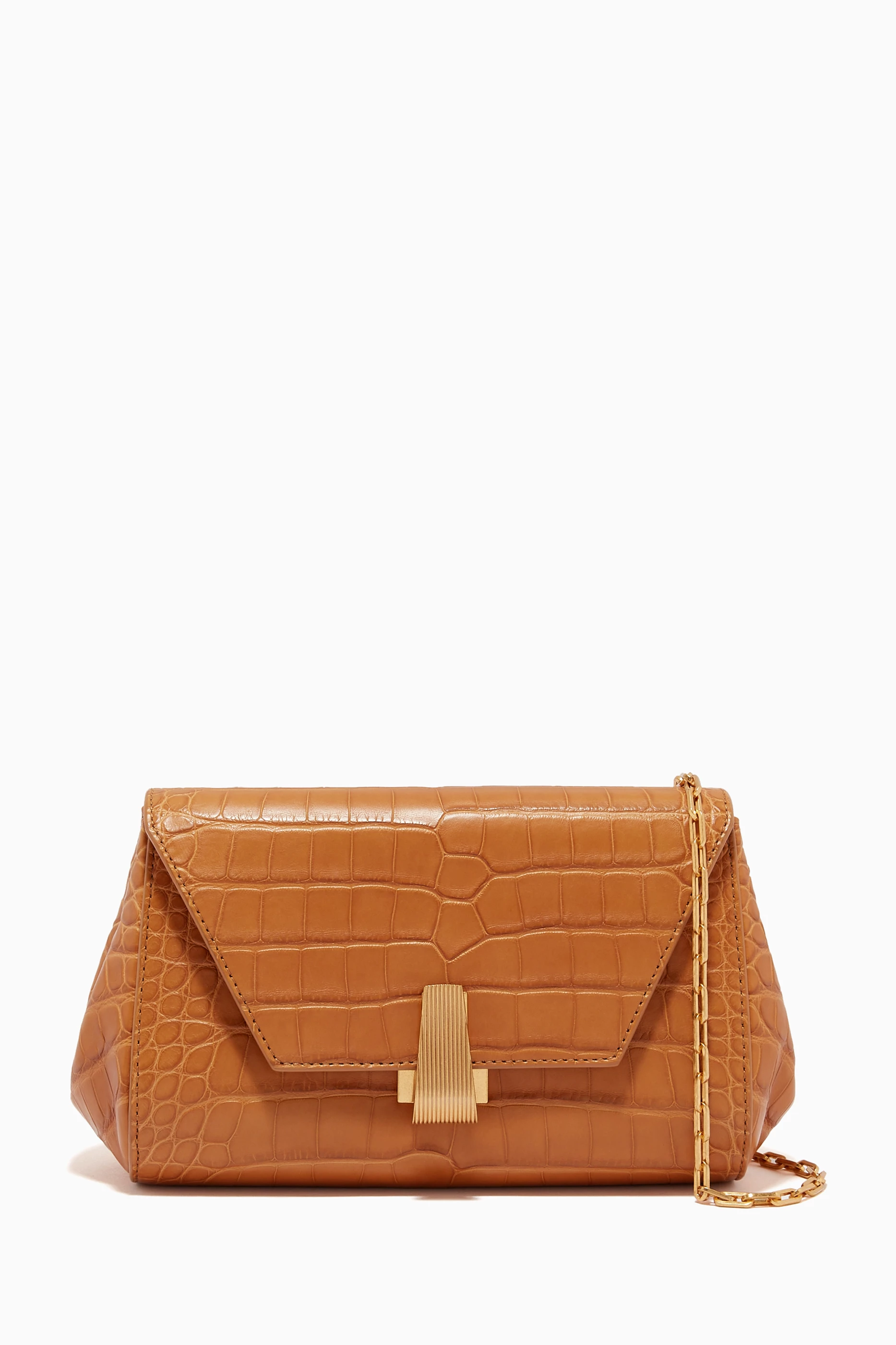 Buy Bottega Veneta Brown The Mini Angle Bag in Crocodile for Women in UAE Ounass