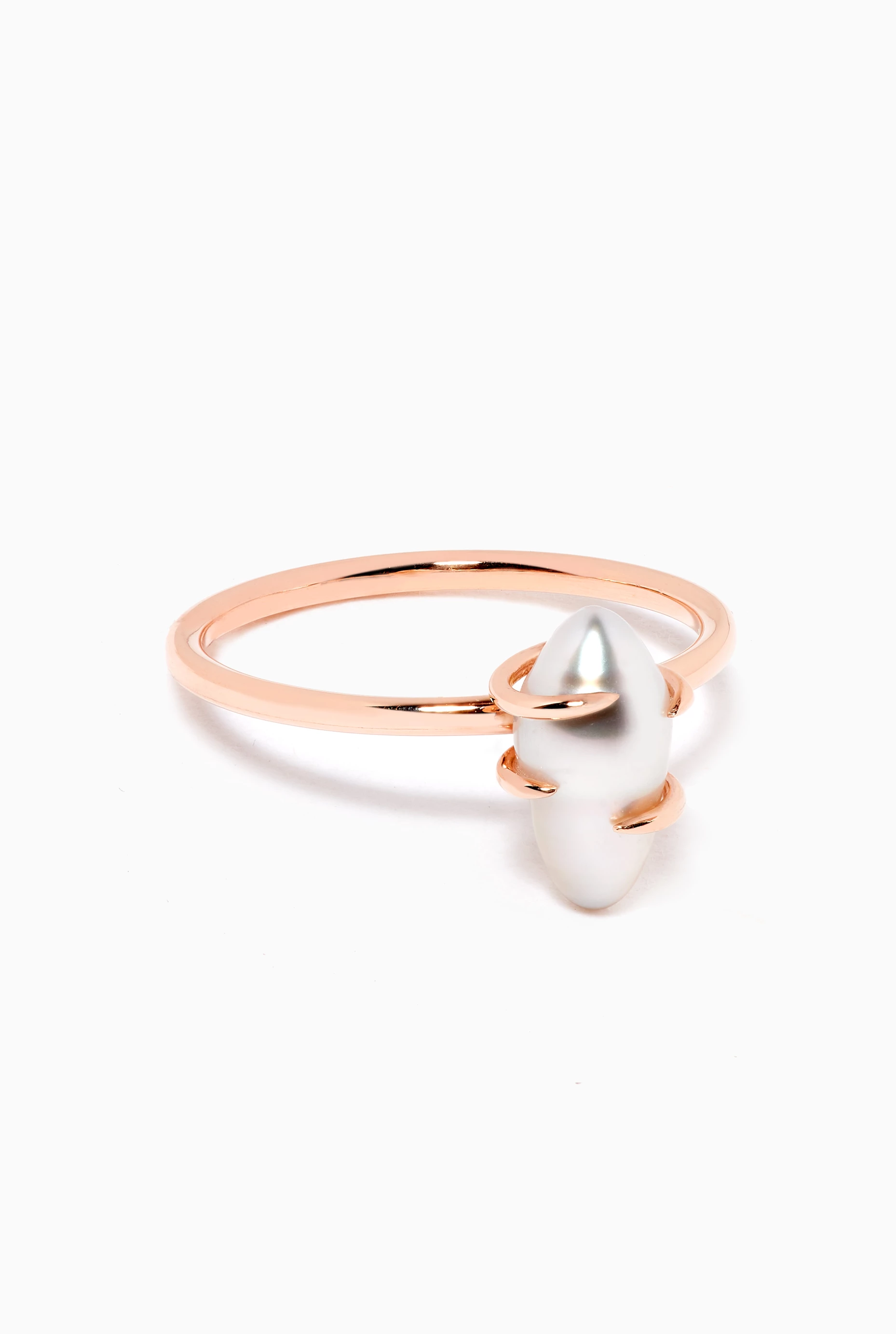 Rose gold store pearl ring