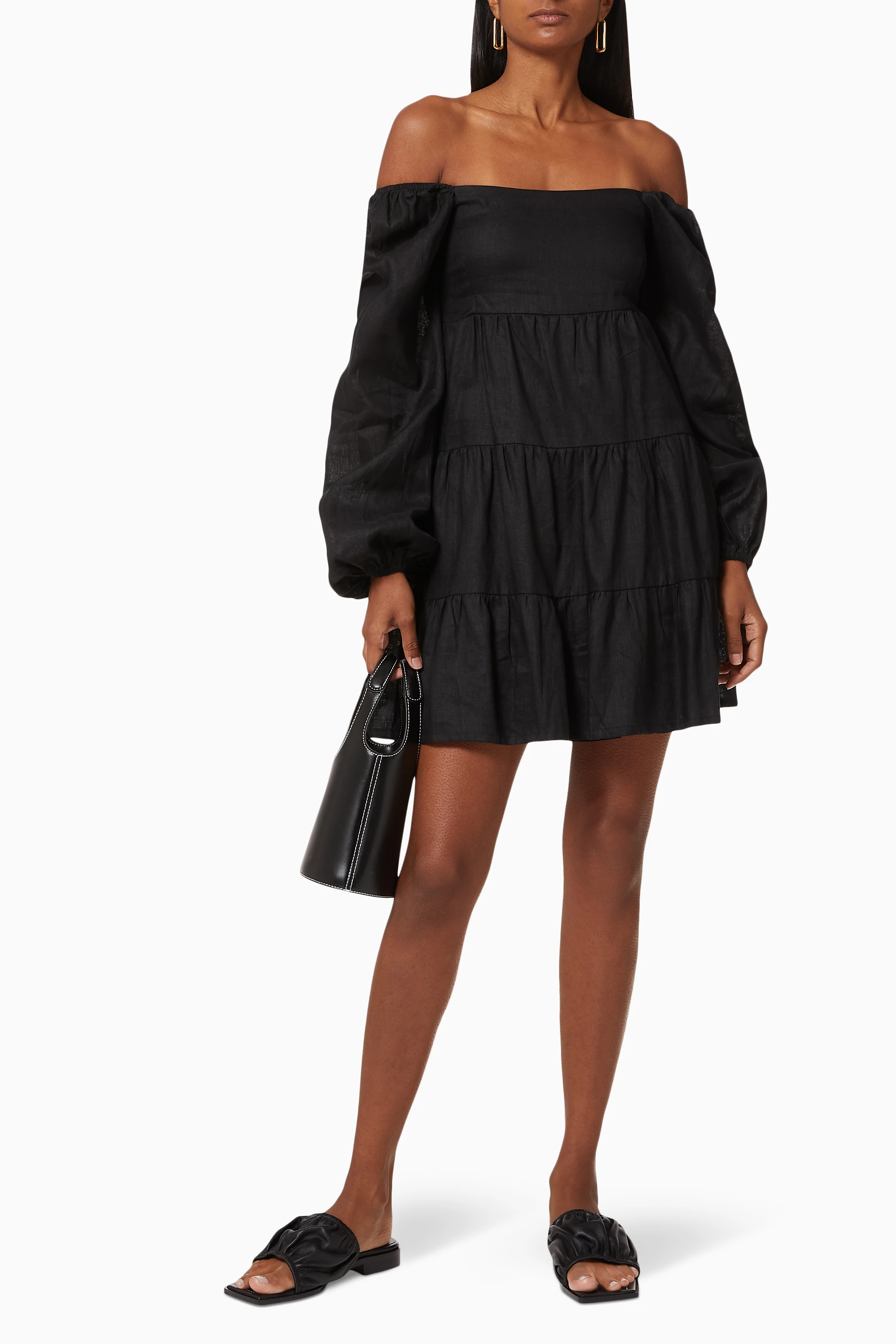 Buy Faithfull The Brand Black Morissa Mini Dress in Linen for Women in UAE  | Ounass