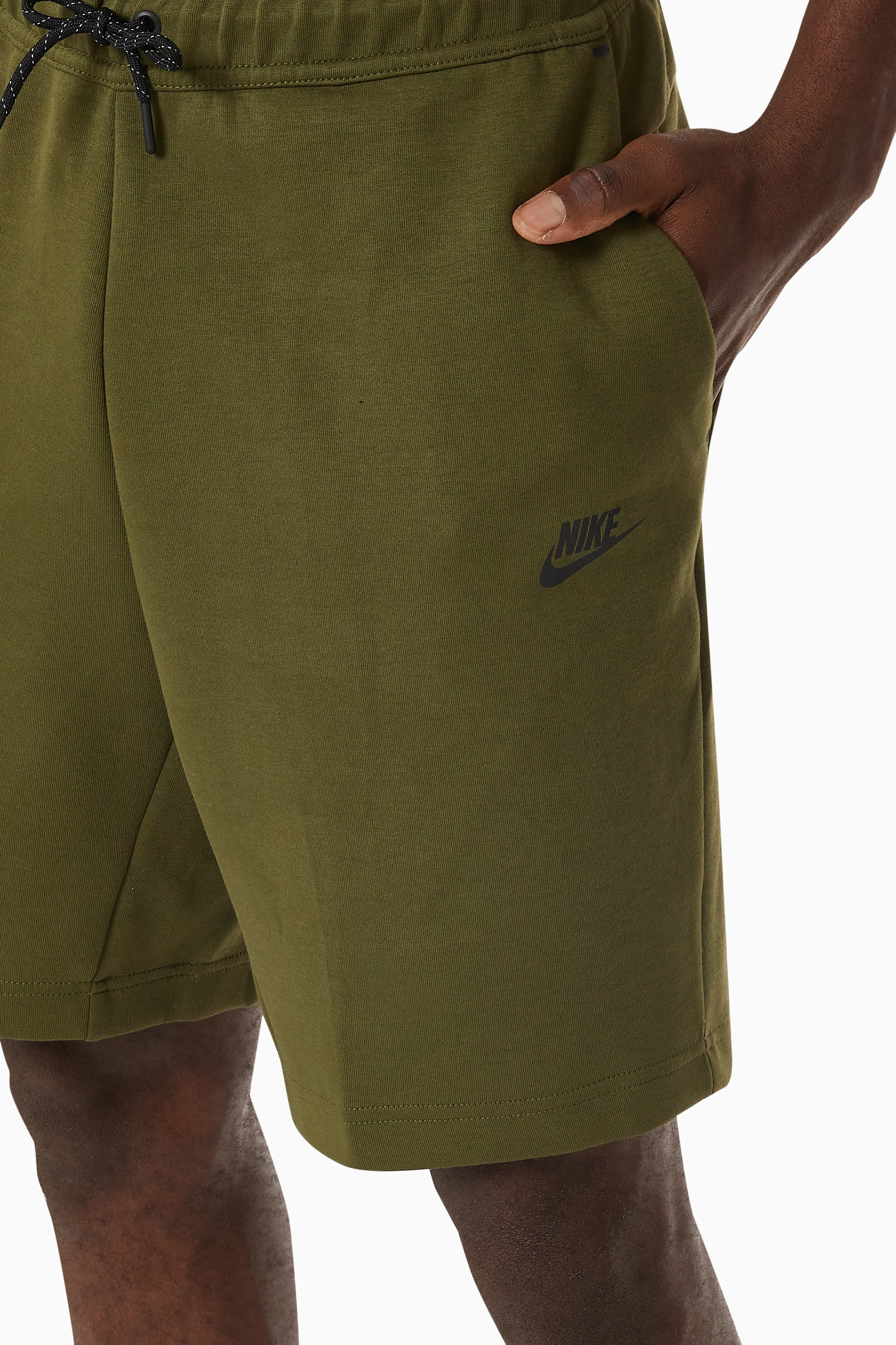 Buy Nike Green Sportswear Tech Fleece Shorts in Cotton for Men in