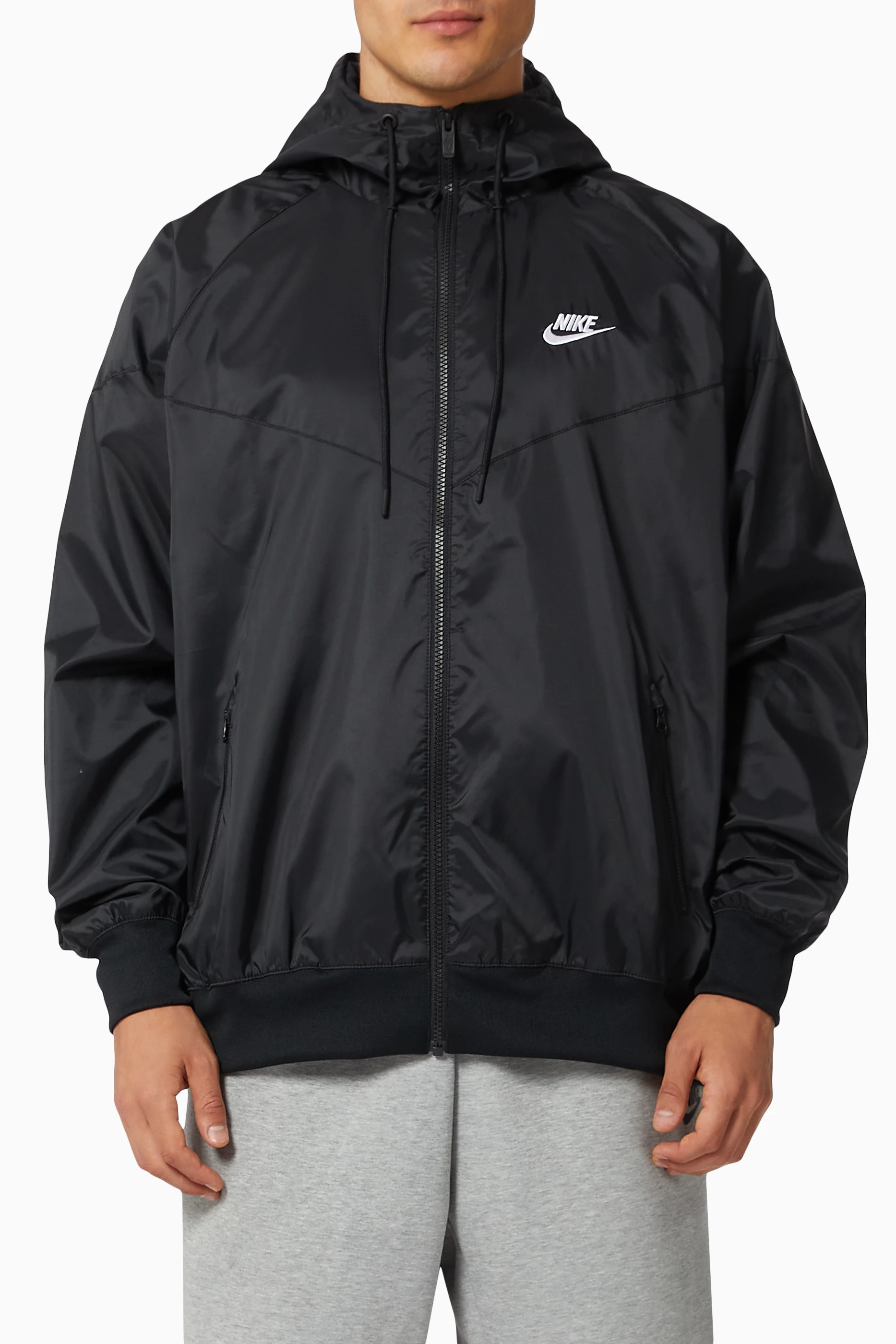 Buy Nike Black Sportswear Windrunner Hooded Jacket in Recycled