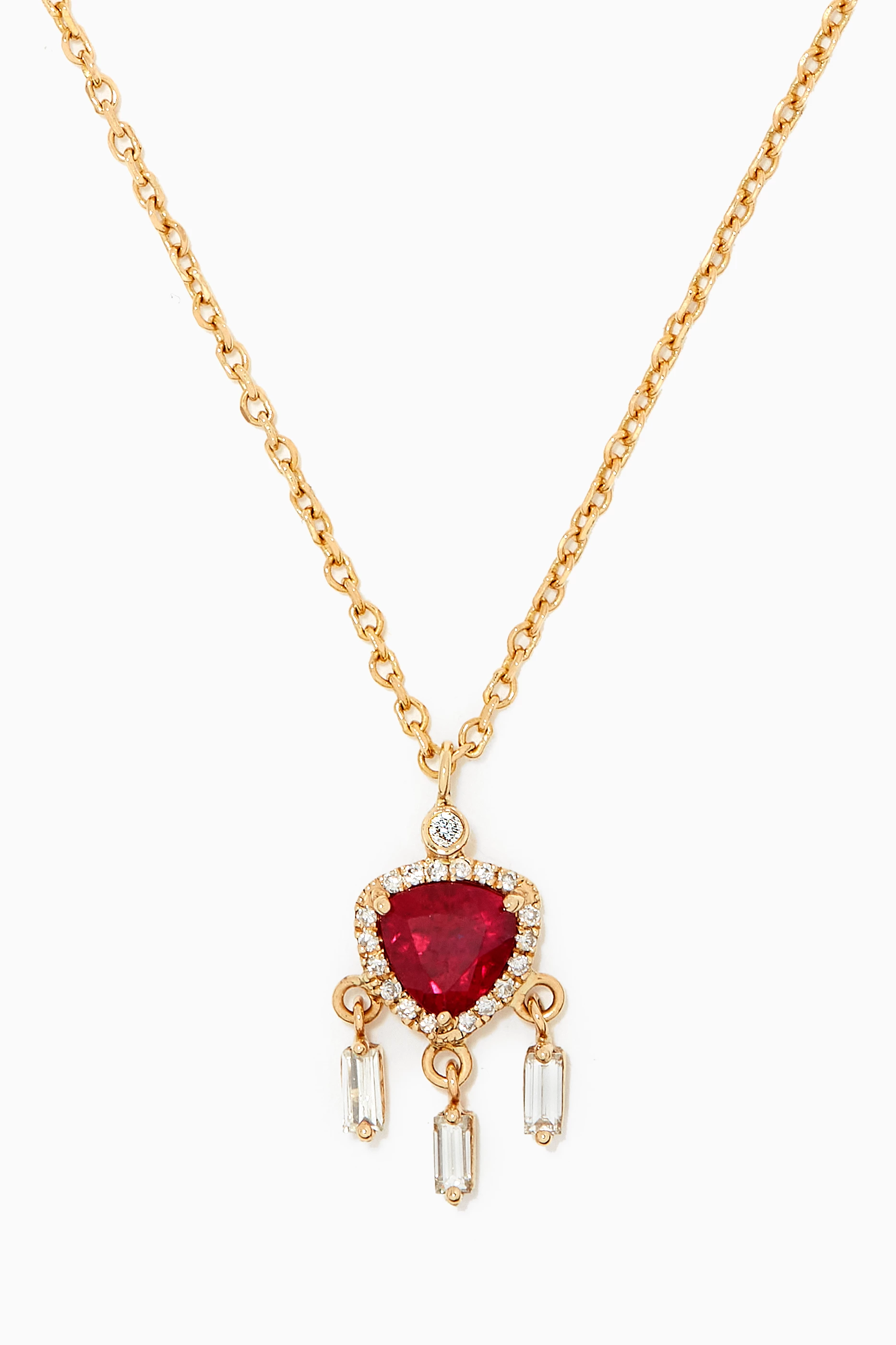 Buy Dima Jewellery Gold Ruby Pendant Necklace with Diamonds in 18kt Yellow Gold for Women in UAE Ounass