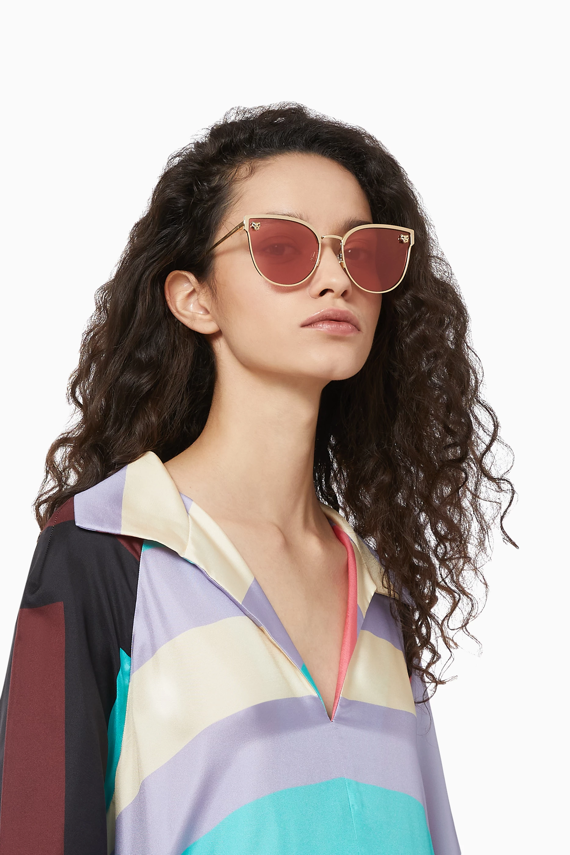 Buy Cartier Gold Panth re de Cartier D Frame Sunglasses in Metal