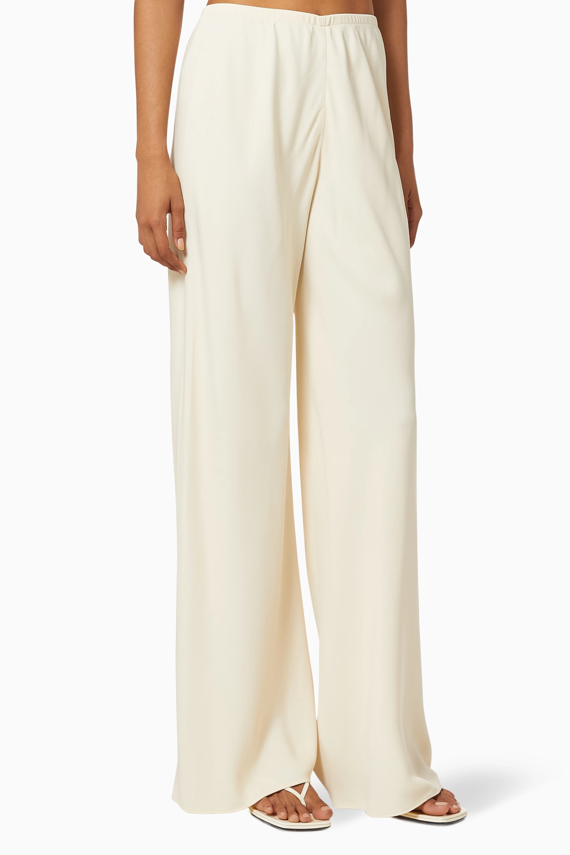 Buy The Row Neutral Gala Pants in Viscose Cady for Women in UAE | Ounass
