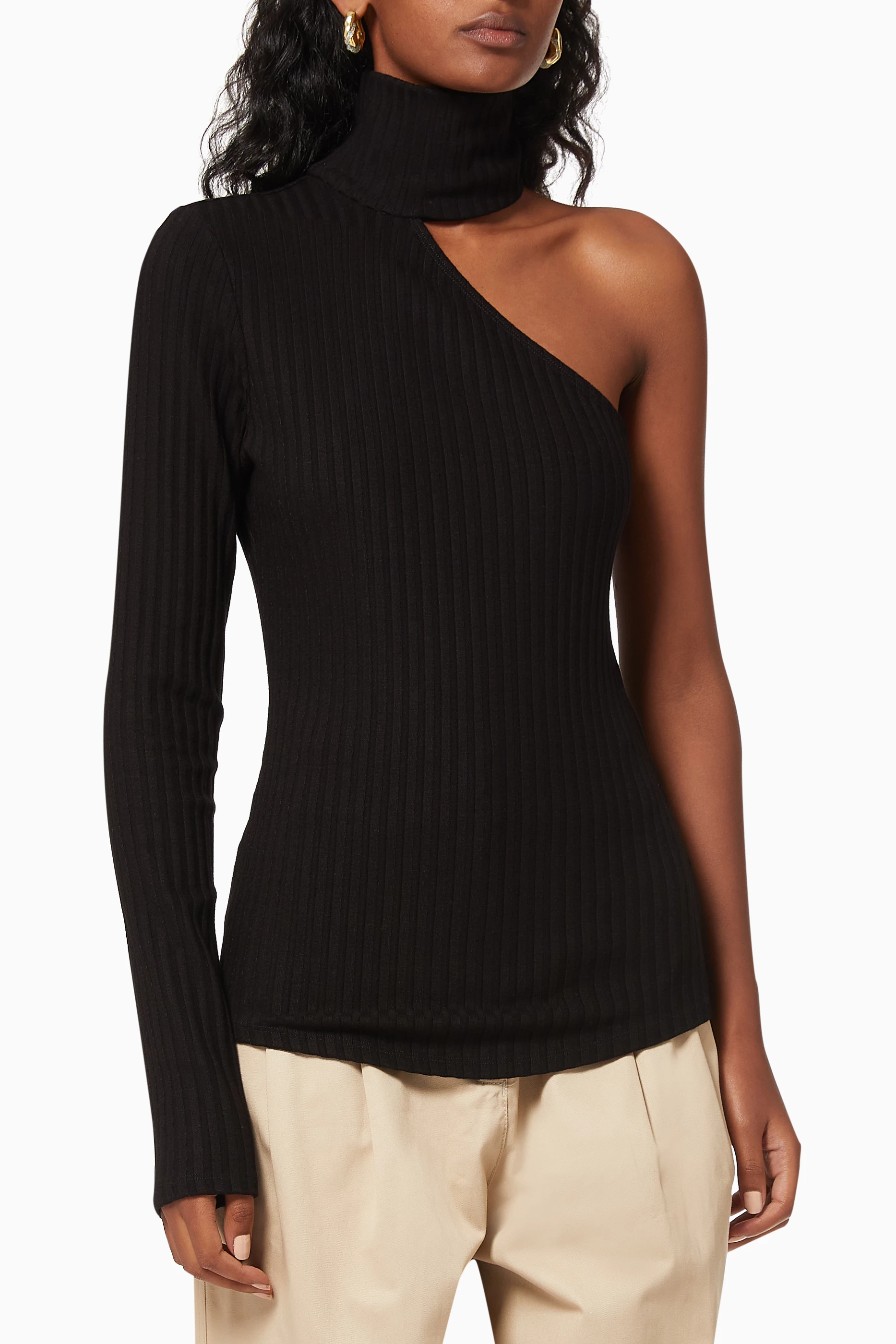 Buy The Range Black One Shoulder Turtleneck Top for Women in UAE Ounass
