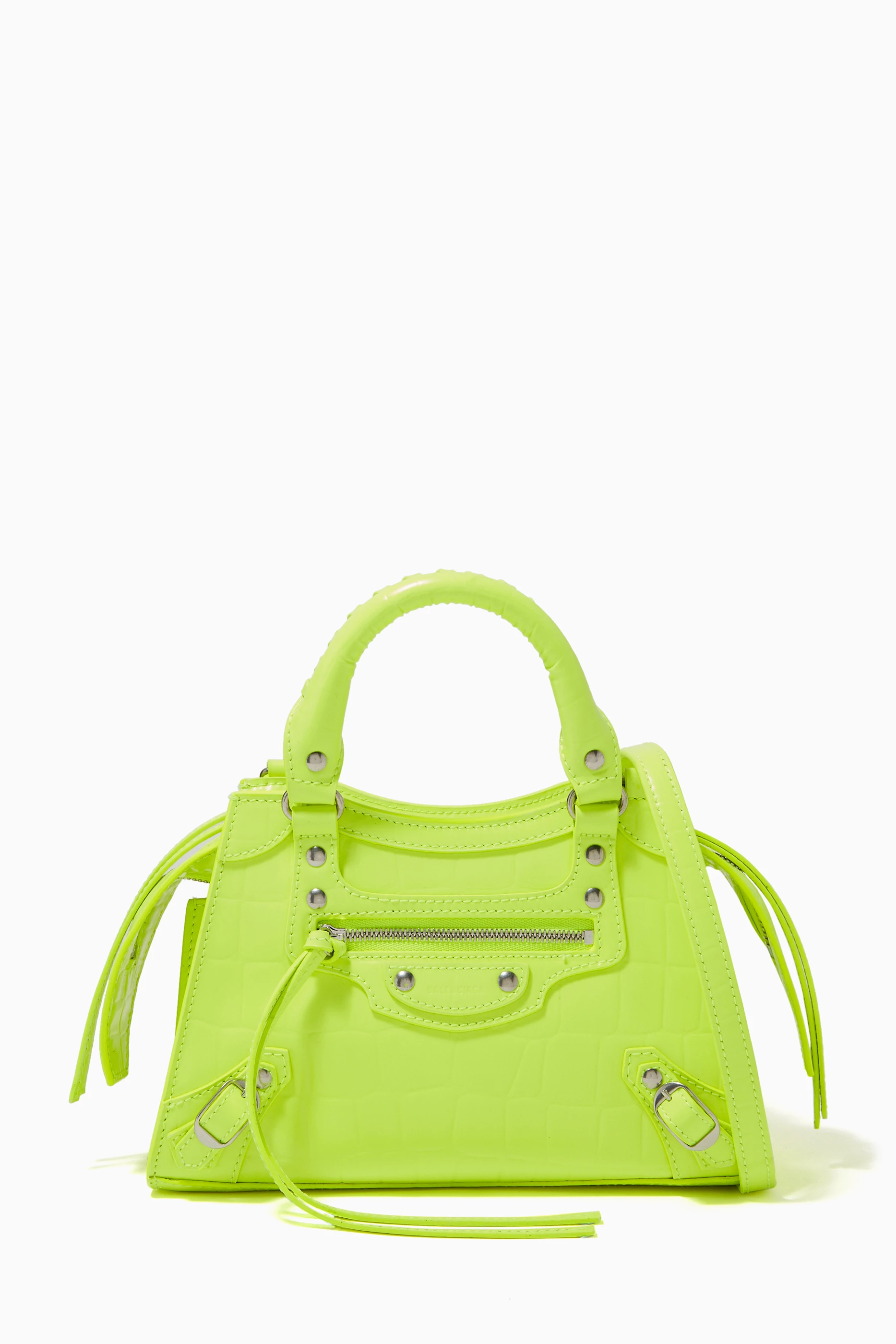 Buy Balenciaga Yellow Neo Classic City Mini Tote Bag in Crocodile Embossed Calfskin for Women in UAE Ounass