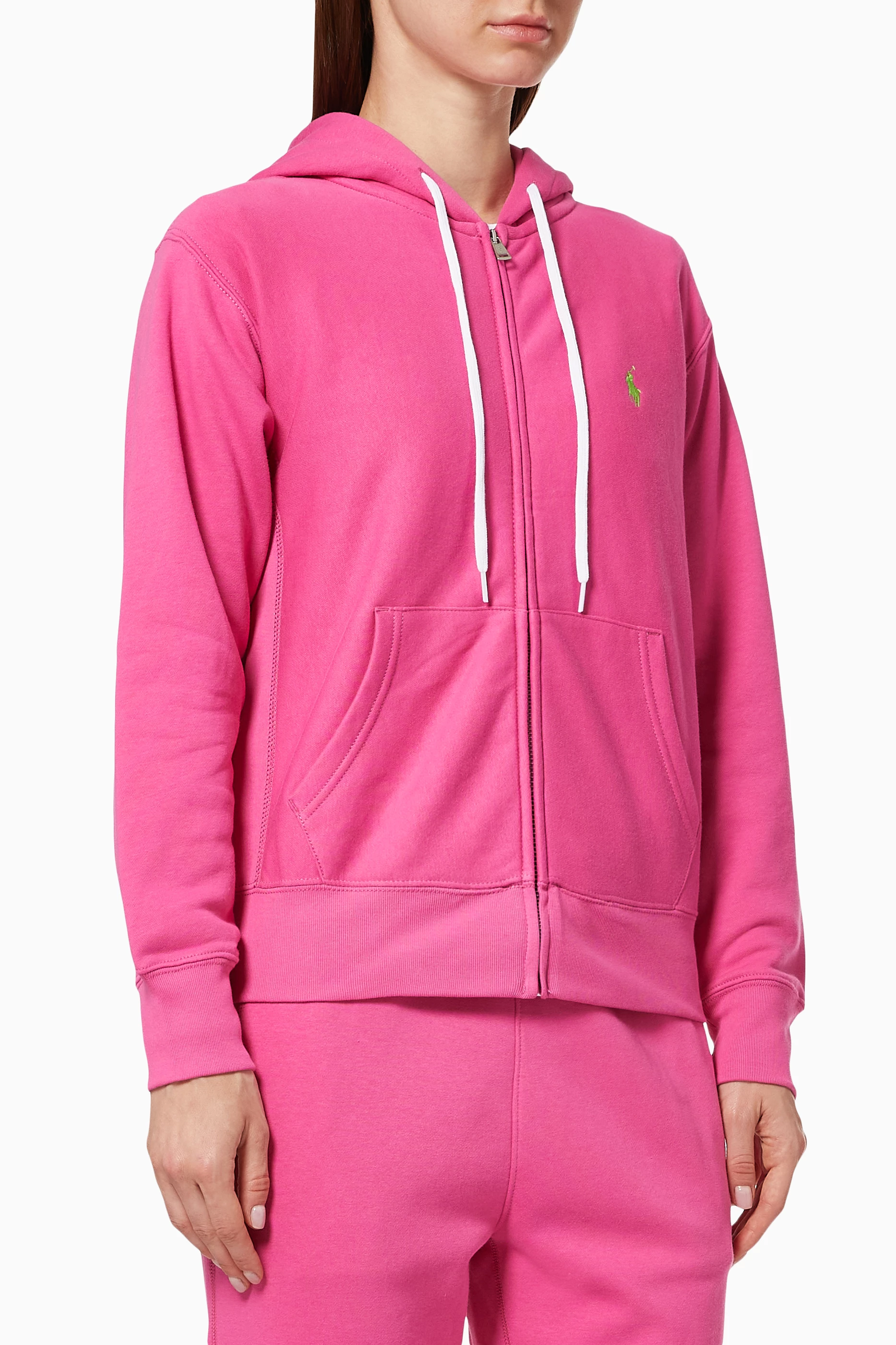Buy Polo Ralph Lauren Pink Full Zip Hoodie in Fleece Jersey for