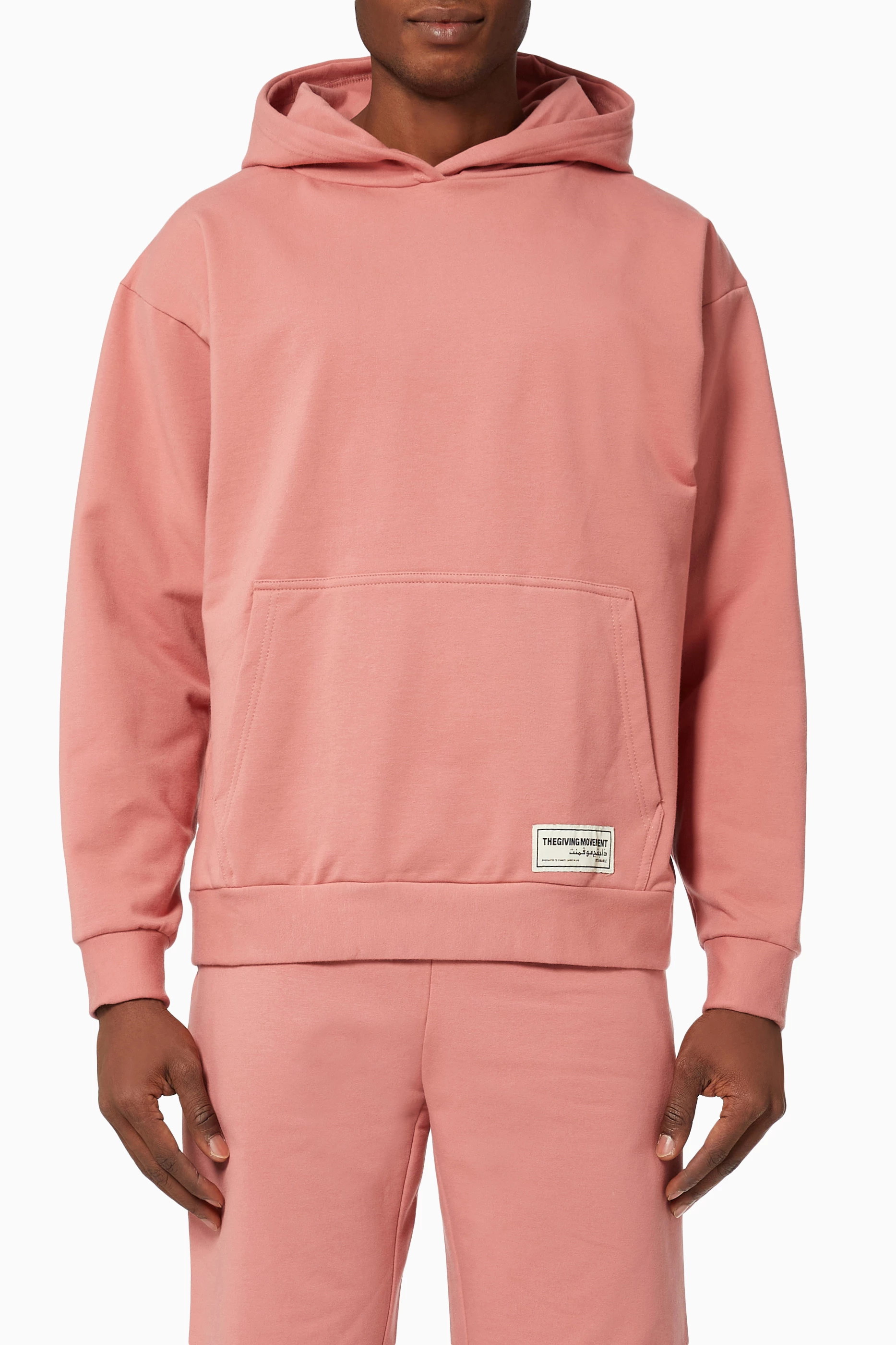 Oversized pink deals hoodie mens