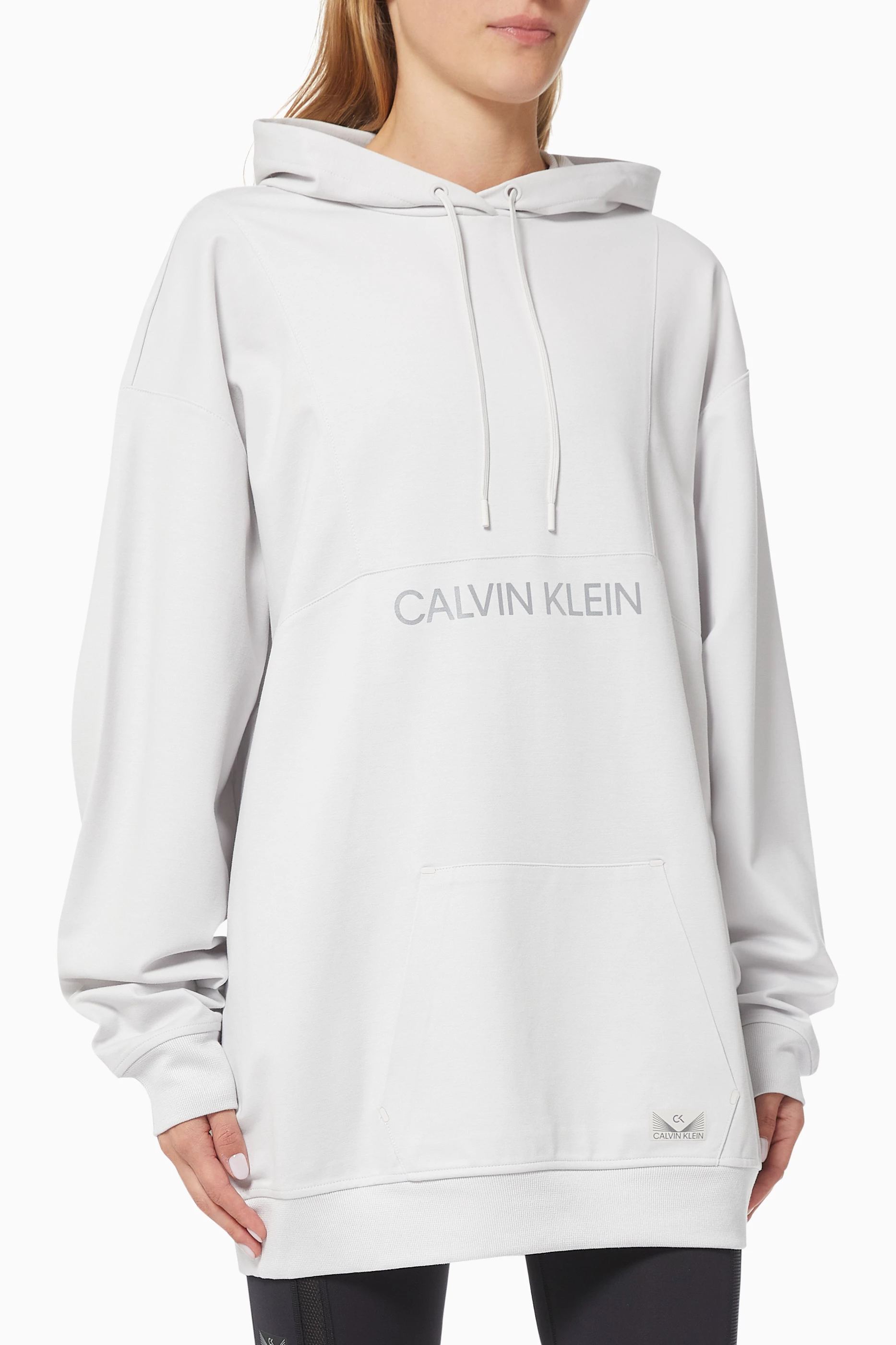 Buy Calvin Klein Performance White Relaxed Comfort Stretch Hoodie