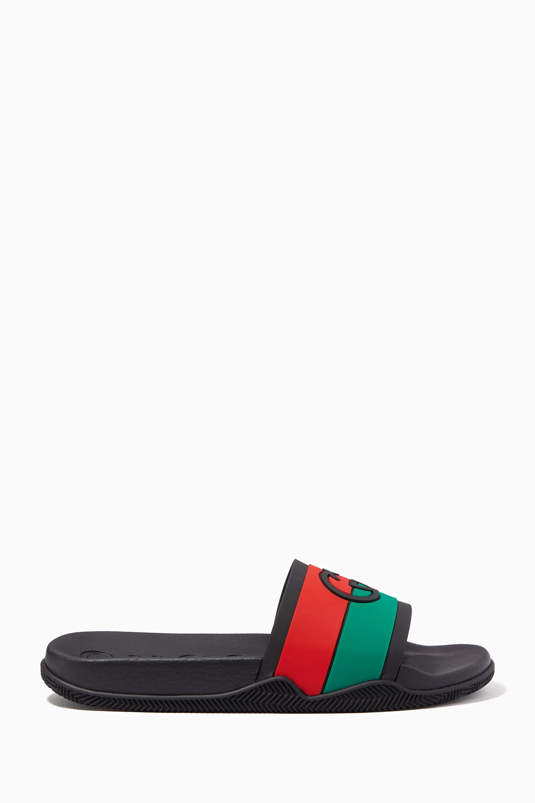 Buy Gucci Black Interlocking G Slide Sandals for Men in UAE Ounass
