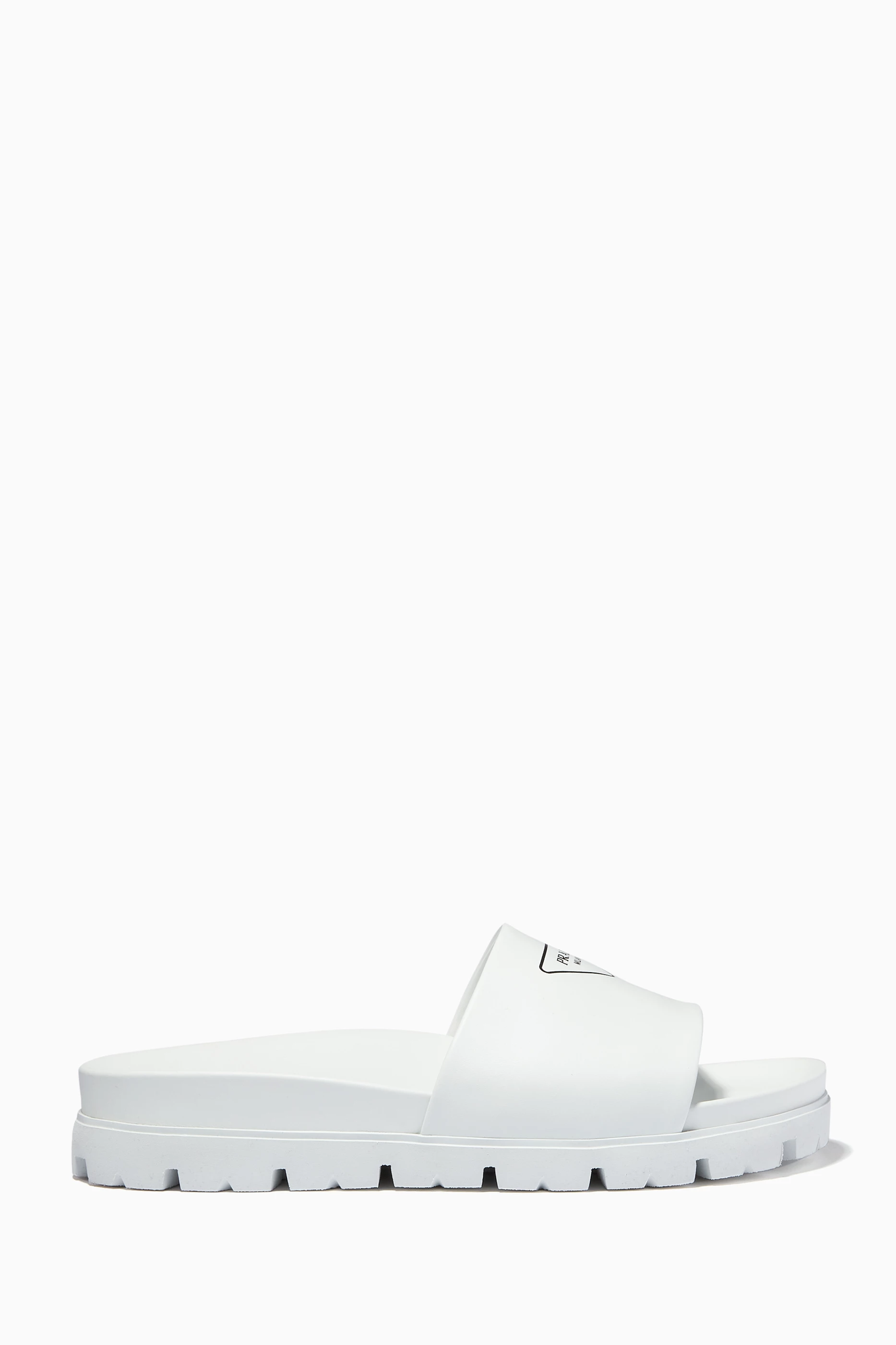 Buy Prada White Logo Slides in Leather for Men in UAE Ounass