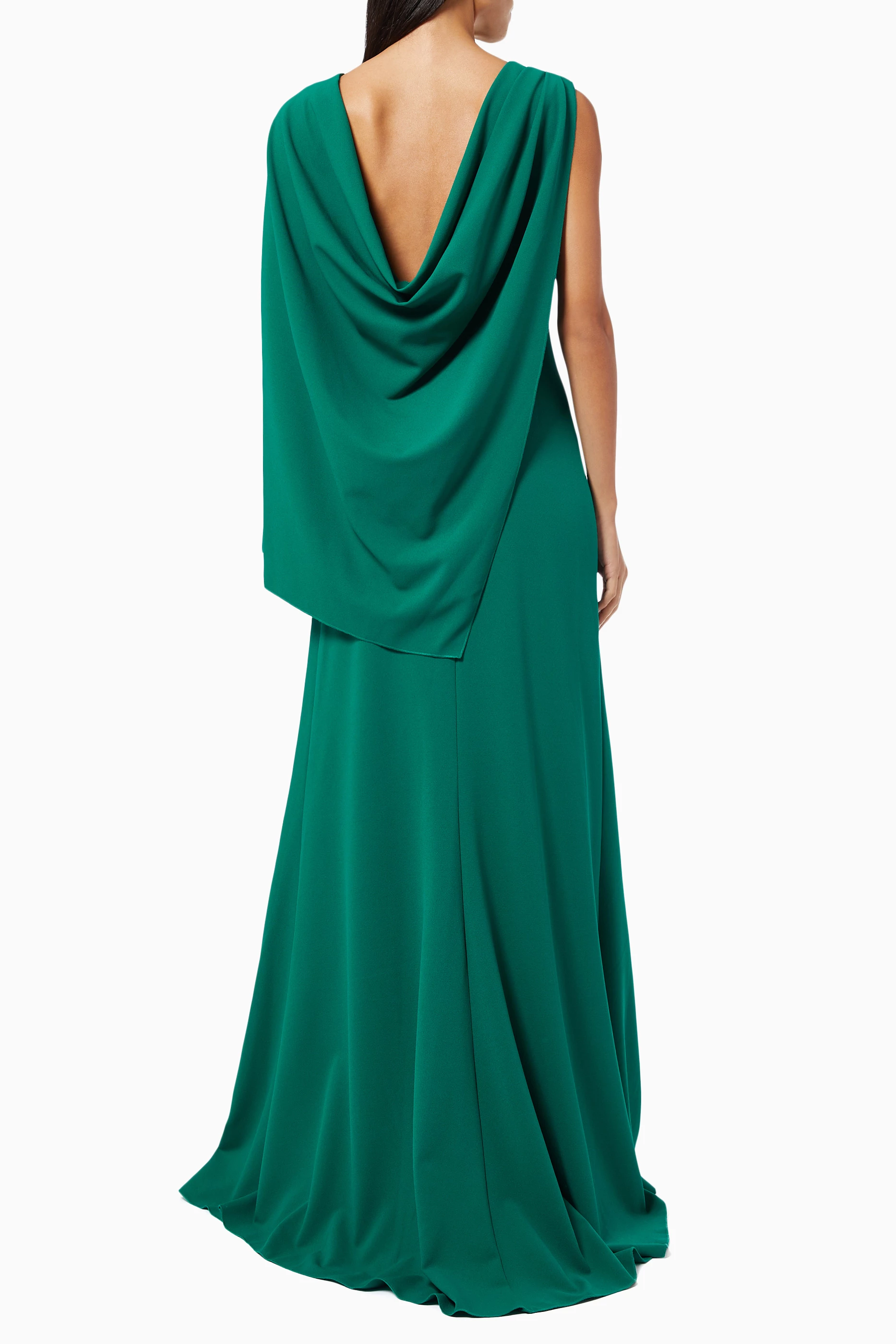 Buy NASS Green Chie Asymmetric Gown in Crepe for Women in UAE Ounass