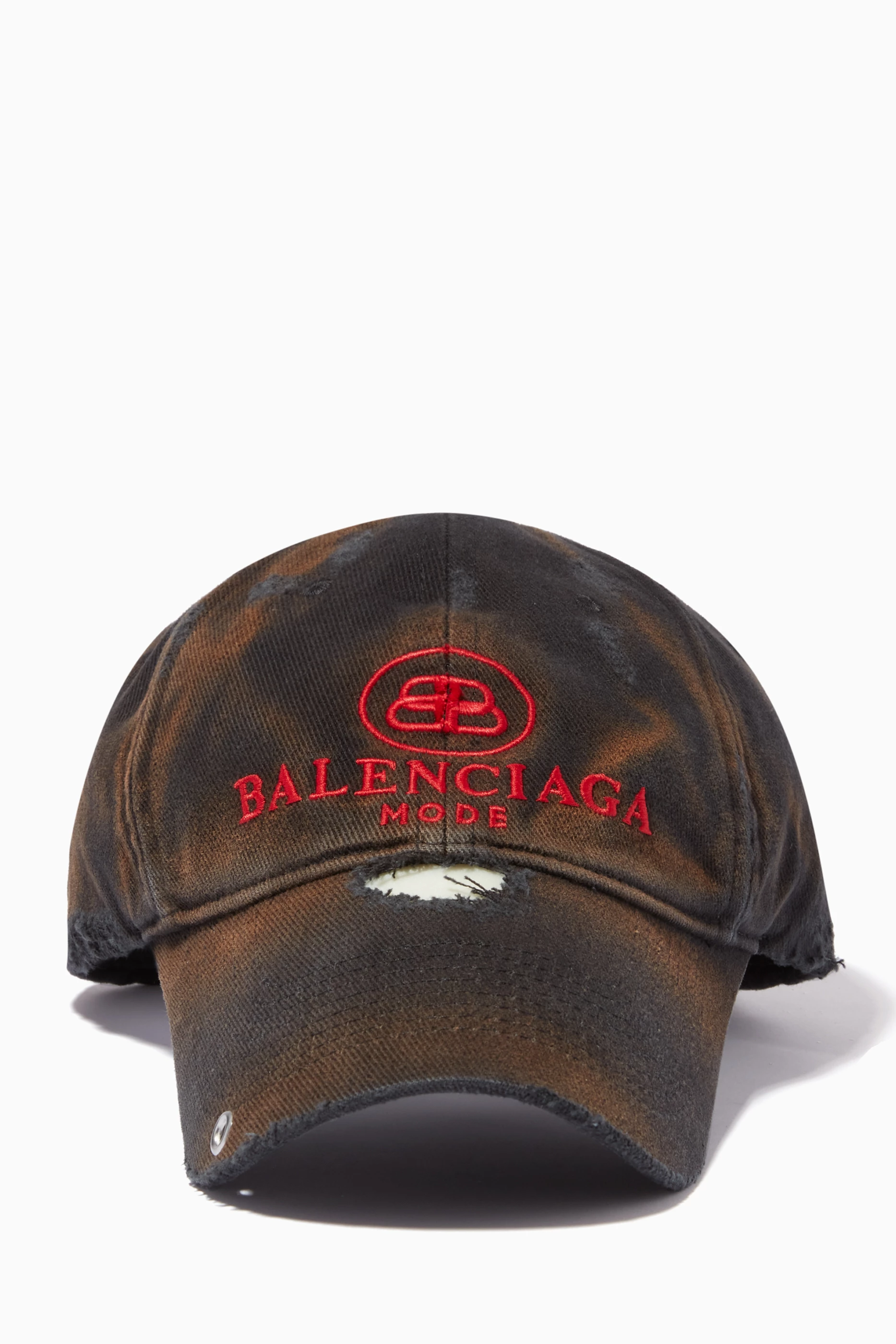 Buy Balenciaga Black BB Mode Destroyed Piercing Cap in Cotton for UNISEX in UAE Ounass