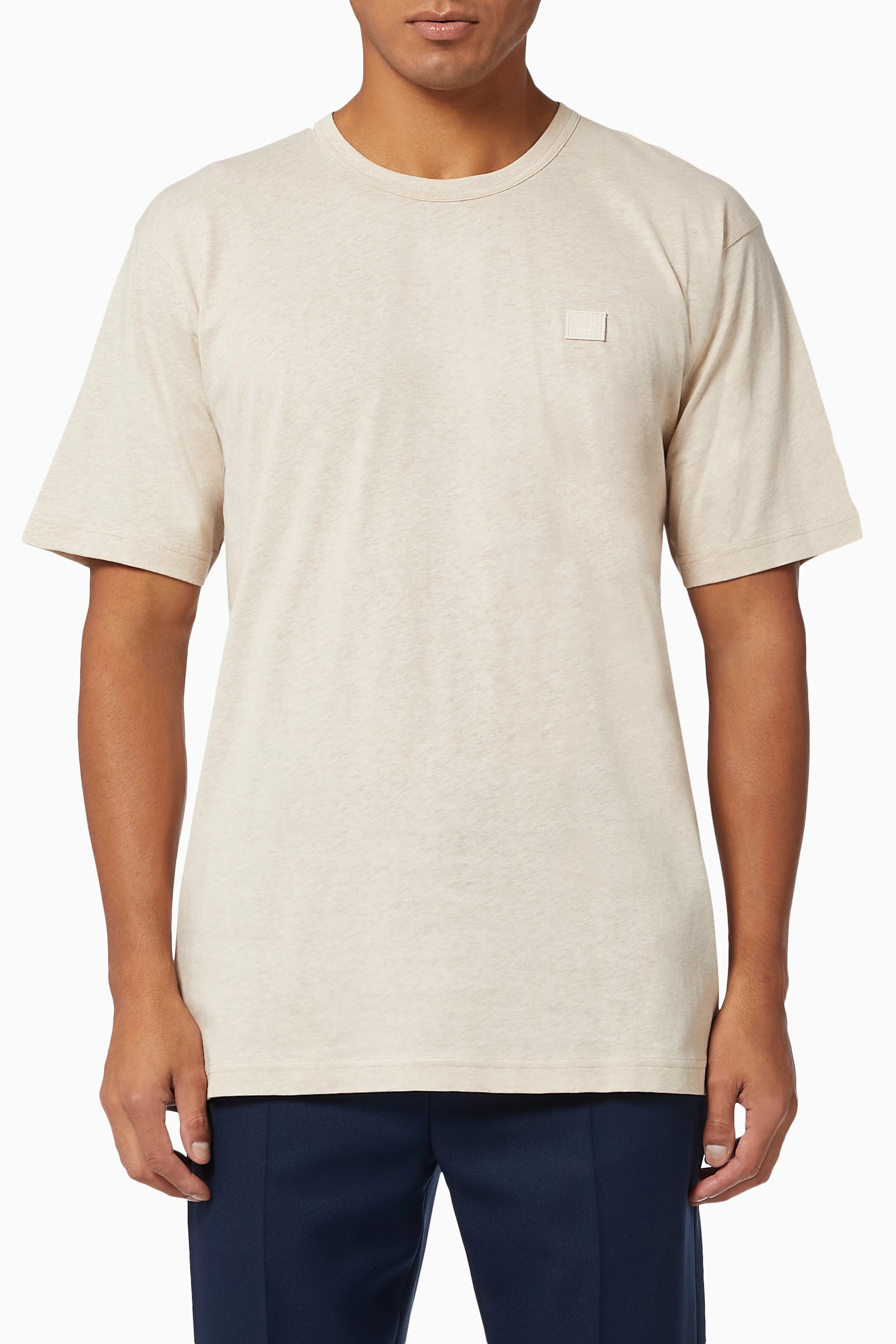 Buy Acne Studios Neutral Nash Face T shirt in Organic Cotton