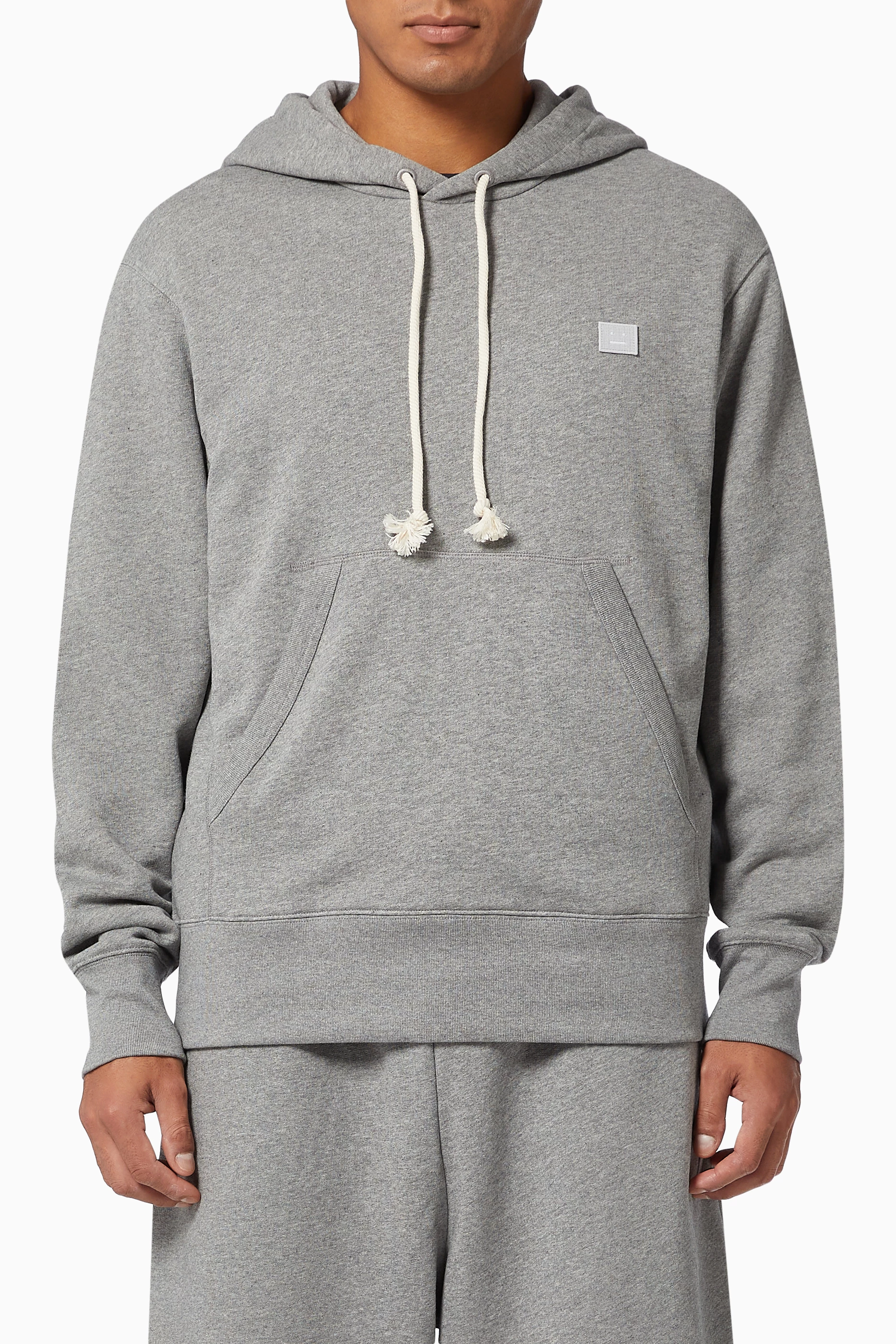 Buy Acne Studios Grey Ferris Face Hooded Sweatshirt in Organic