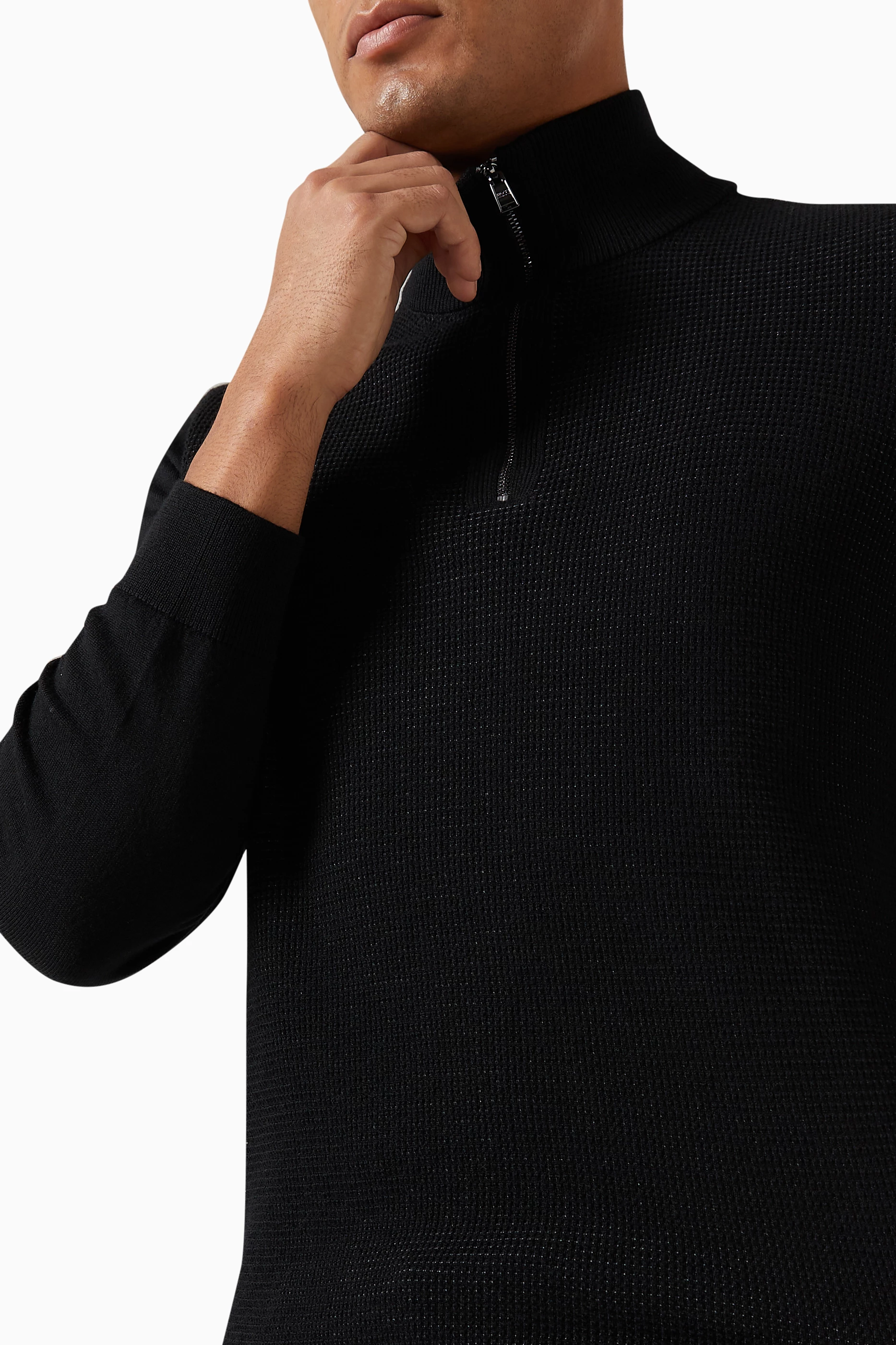 Buy BOSS Black Madan Sweater in Virgin Wool Cotton for Men in