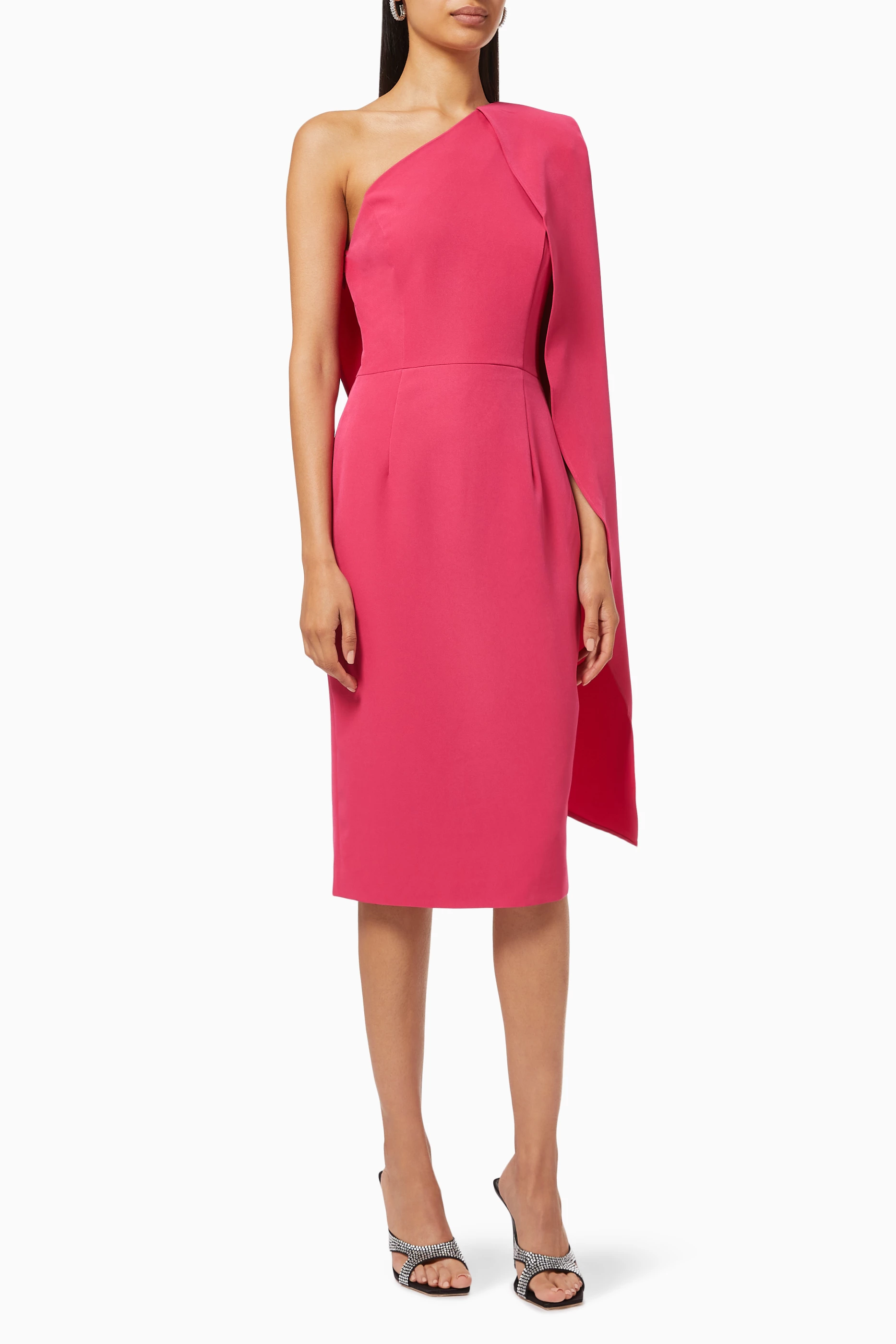 One shoulder sale dress with cape